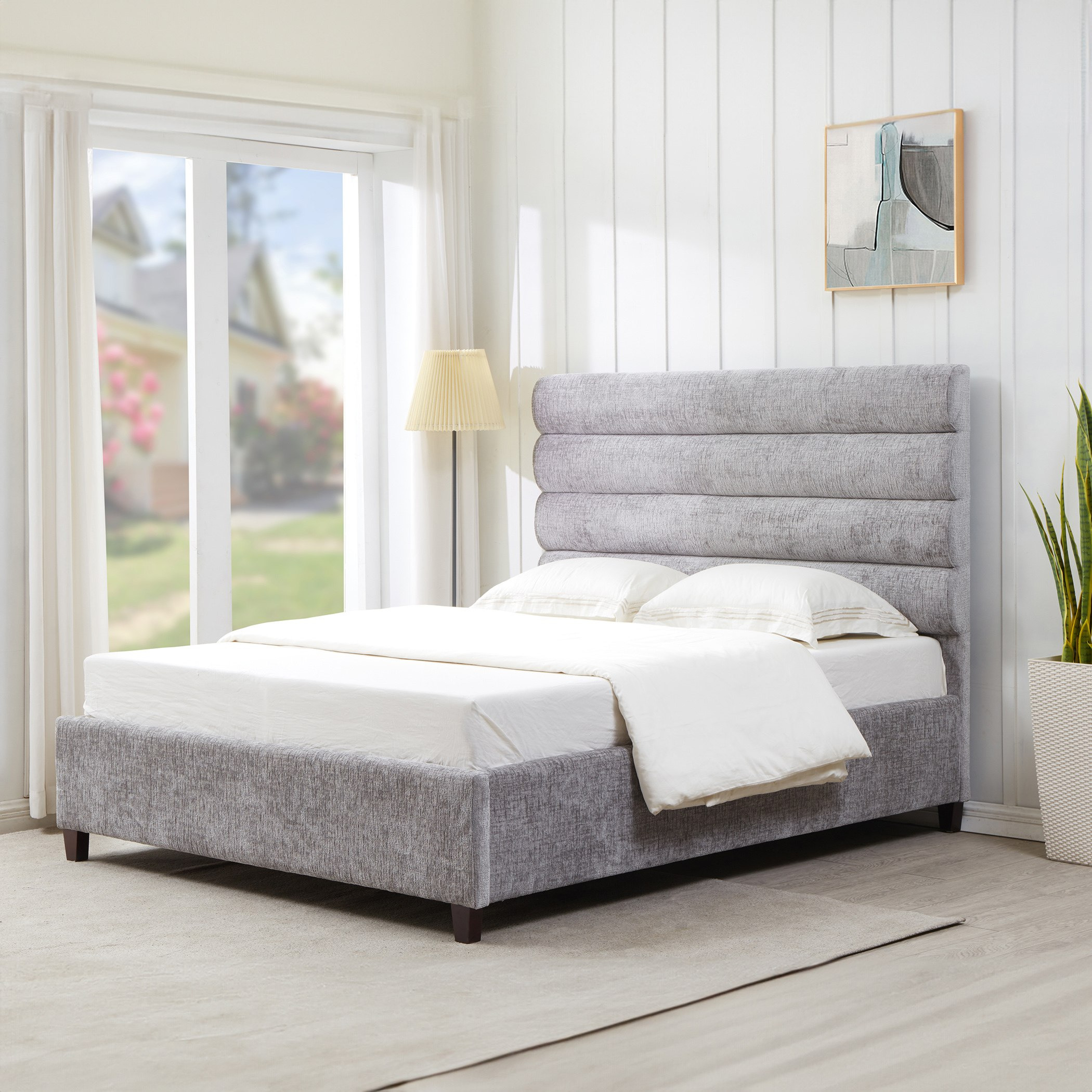 Angelic Dublin Queen Upholstered Bed - 160x200 cm-hbxbedroom-bedsandbedsets-beds-queen-image-1