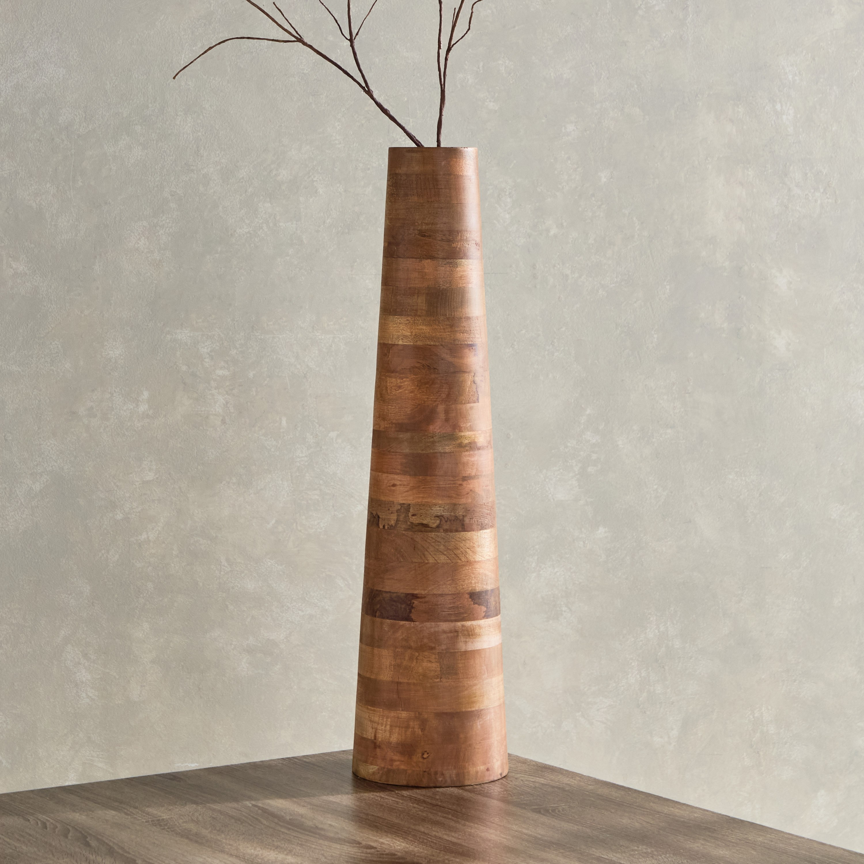 Rena Wooden Extra Large Flower Vase - 20x20x80 cm-hbxbedroom-decorandaccessories-vases-image-1