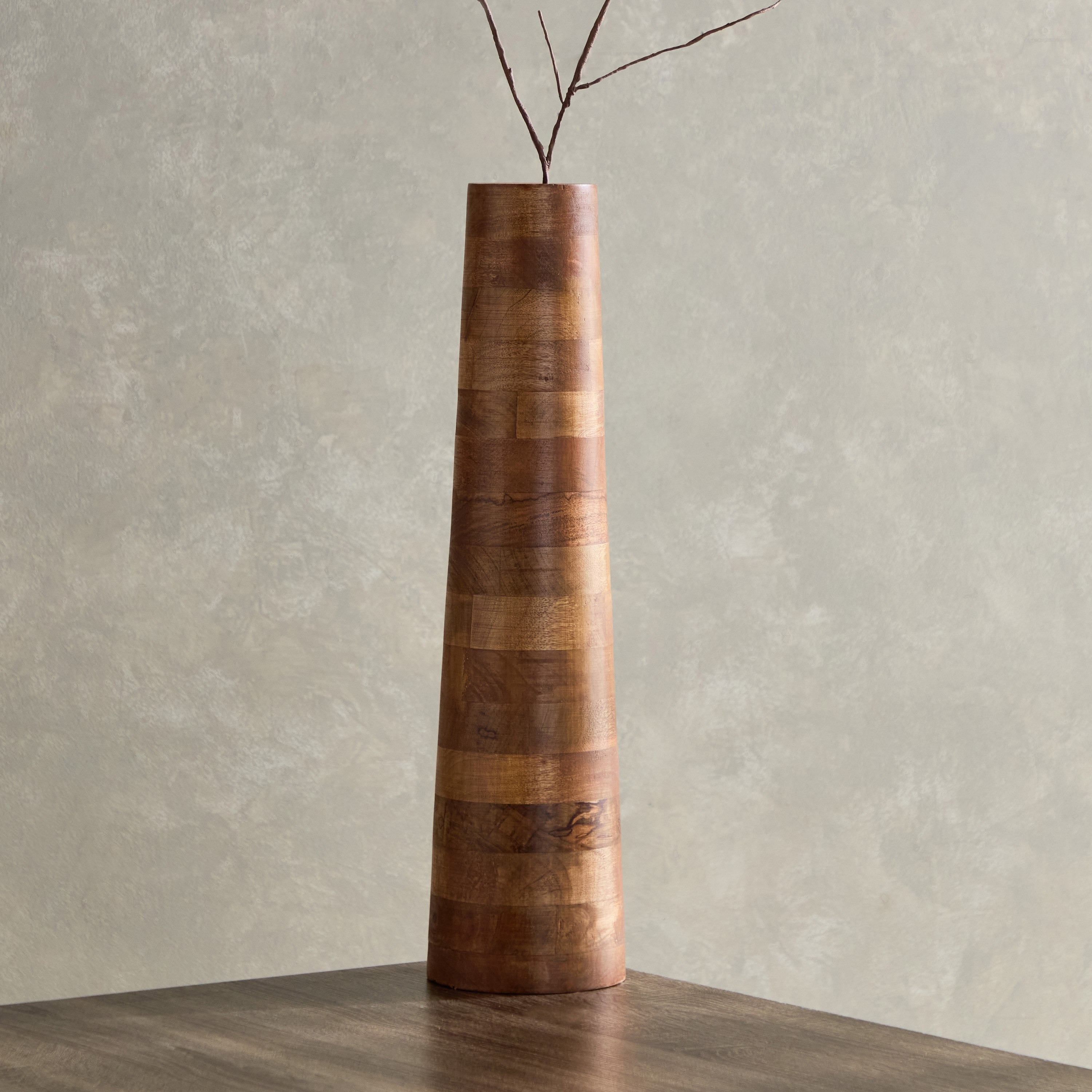 مزهرية ورد خشب كبيرة من رينا - 15x15x58 سم-hbxbedroom-decorandaccessories-vases-image-1