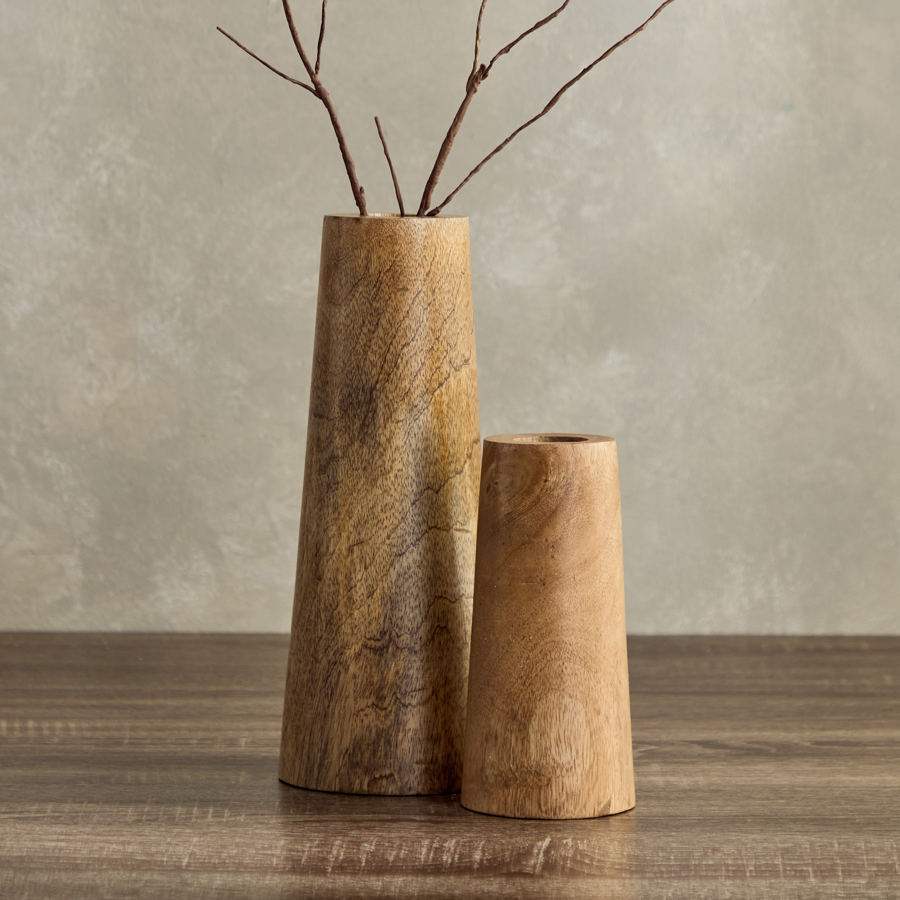 طقم مزهريات زهور خشبية متوسطة وصغيرة من قطعتين من رينا-hbxbedroom-decorandaccessories-vases-image-1
