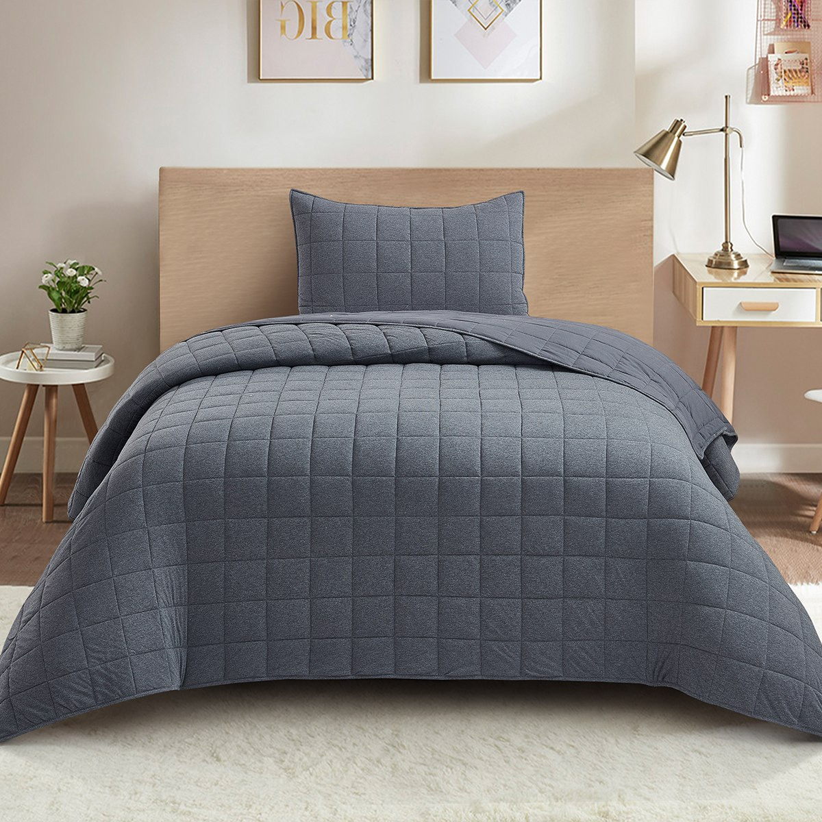 Knitnook Cotton Jersey 2-Piece Twin Summer Quilt Comforter Set - 150x220 cm-hbxdecorandfurnishings-bedding-bedspreadsandquilts-image-2