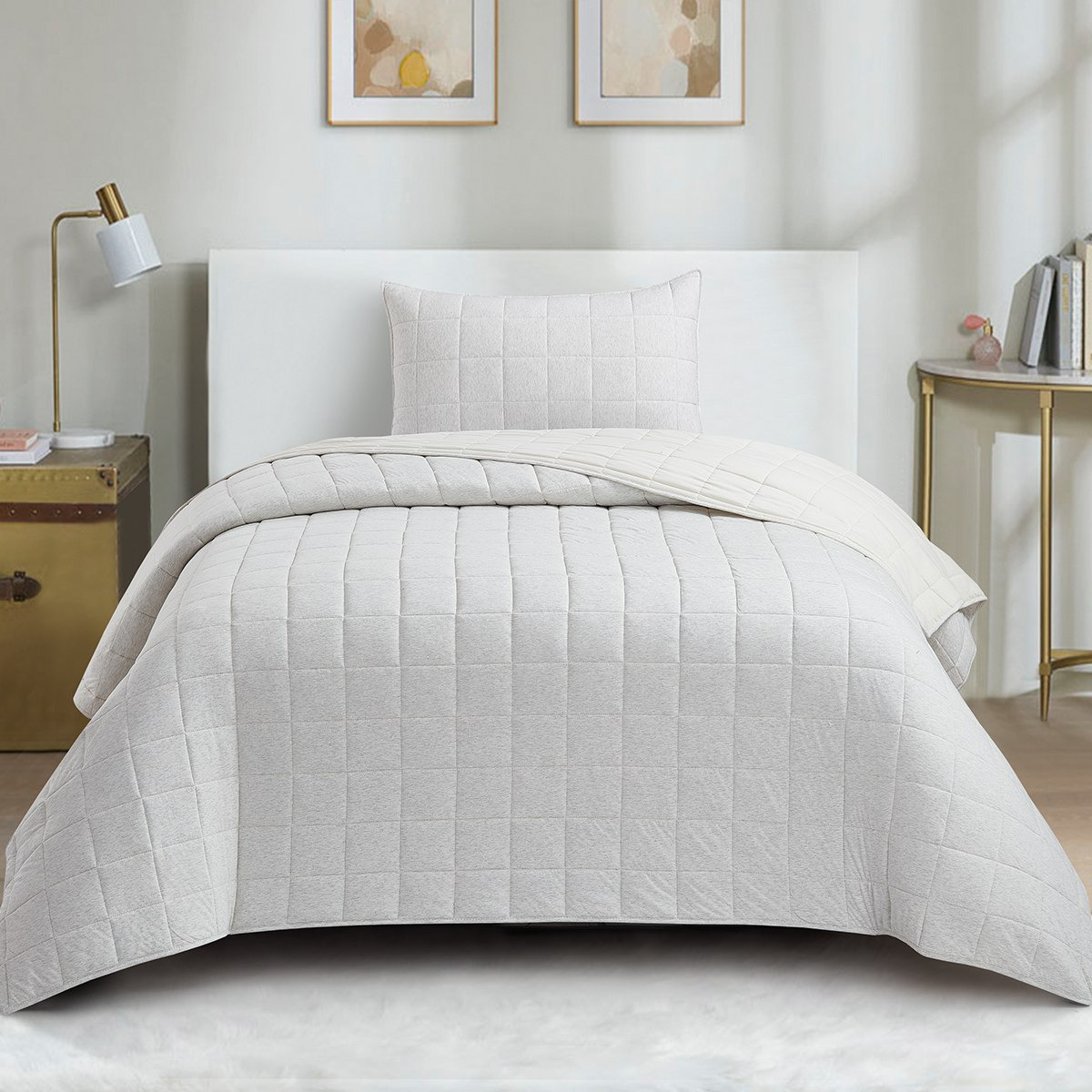 Knitnook Cotton Jersey 2-Piece Twin Summer Quilt Comforter Set - 150x220 cm-hbxdecorandfurnishings-bedding-bedspreadsandquilts-image-2