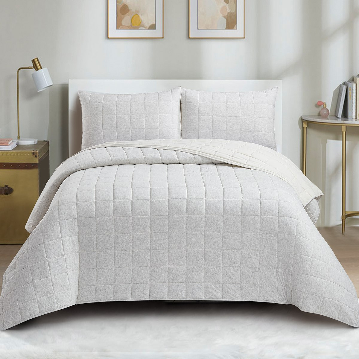 Knitnook Cotton Jersey 3-Piece King Summer Quilt Comforter Set - 220x240 cm-hbxdecorandfurnishings-bedding-bedspreadsandquilts-image-2