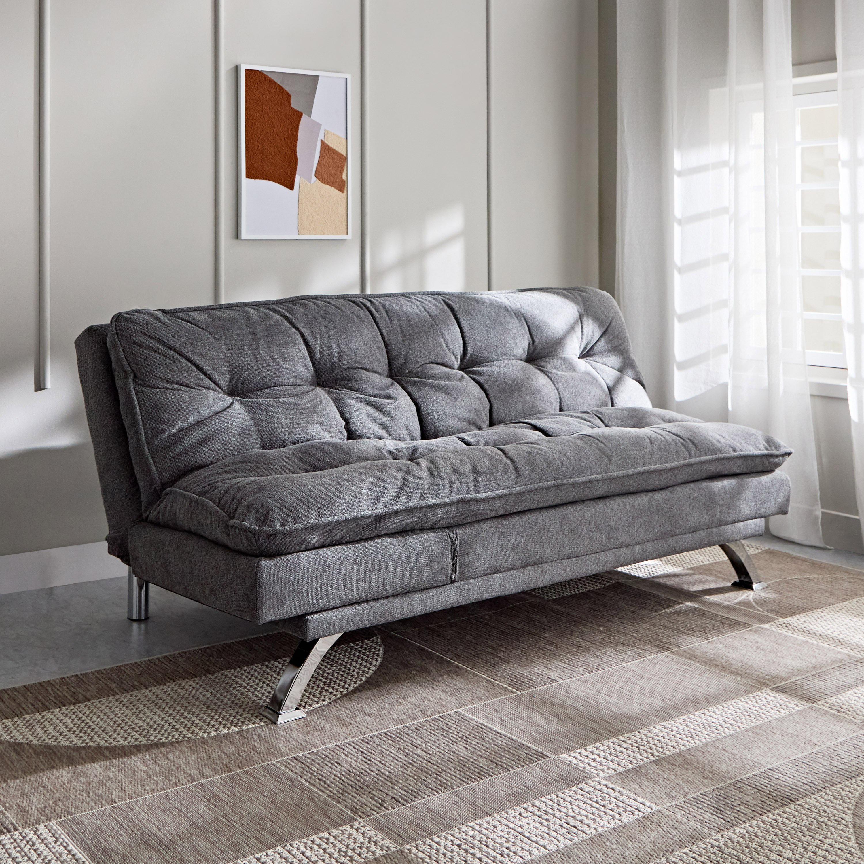 Titanium 3-Seater Fabric Sofa Bed with USB Port-hbxfurniture-sofasandarmchairs-sofabeds-image-1