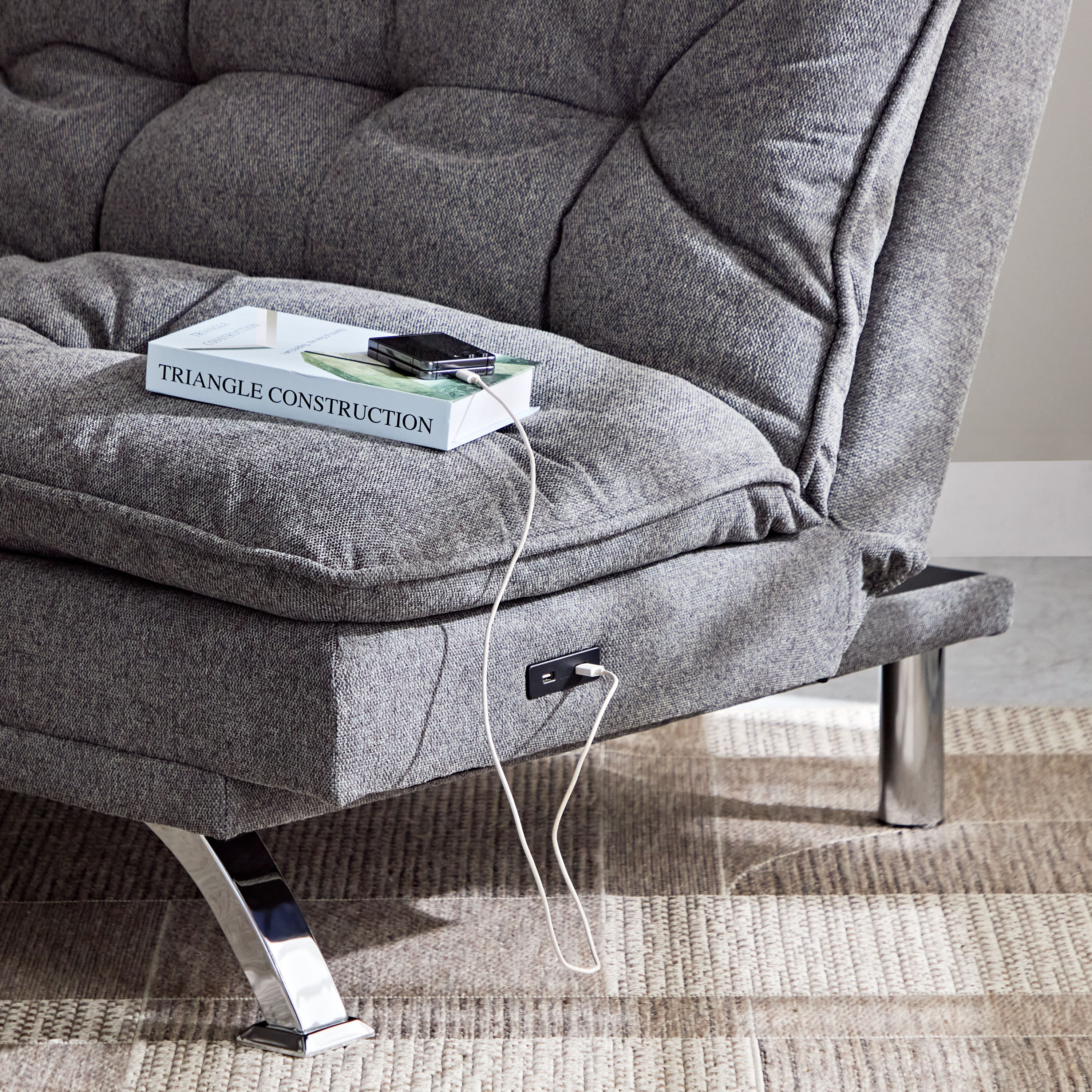 Titanium 3-Seater Fabric Sofa Bed with USB Port-hbxfurniture-sofasandarmchairs-sofabeds-image-12