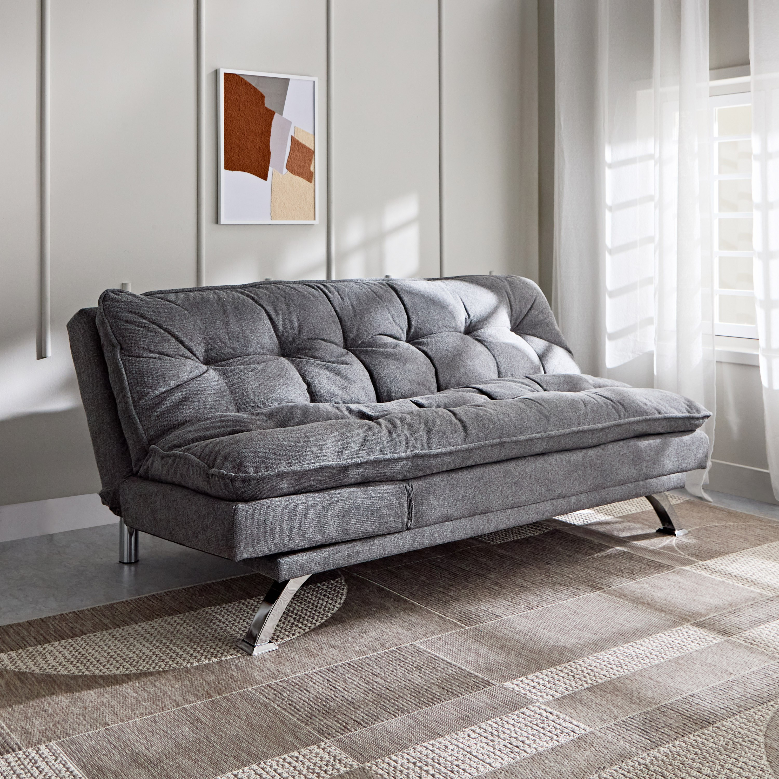 Titanium 3-Seater Fabric Sofa Bed with USB Port-hbxfurniture-sofasandarmchairs-sofabeds-image-2