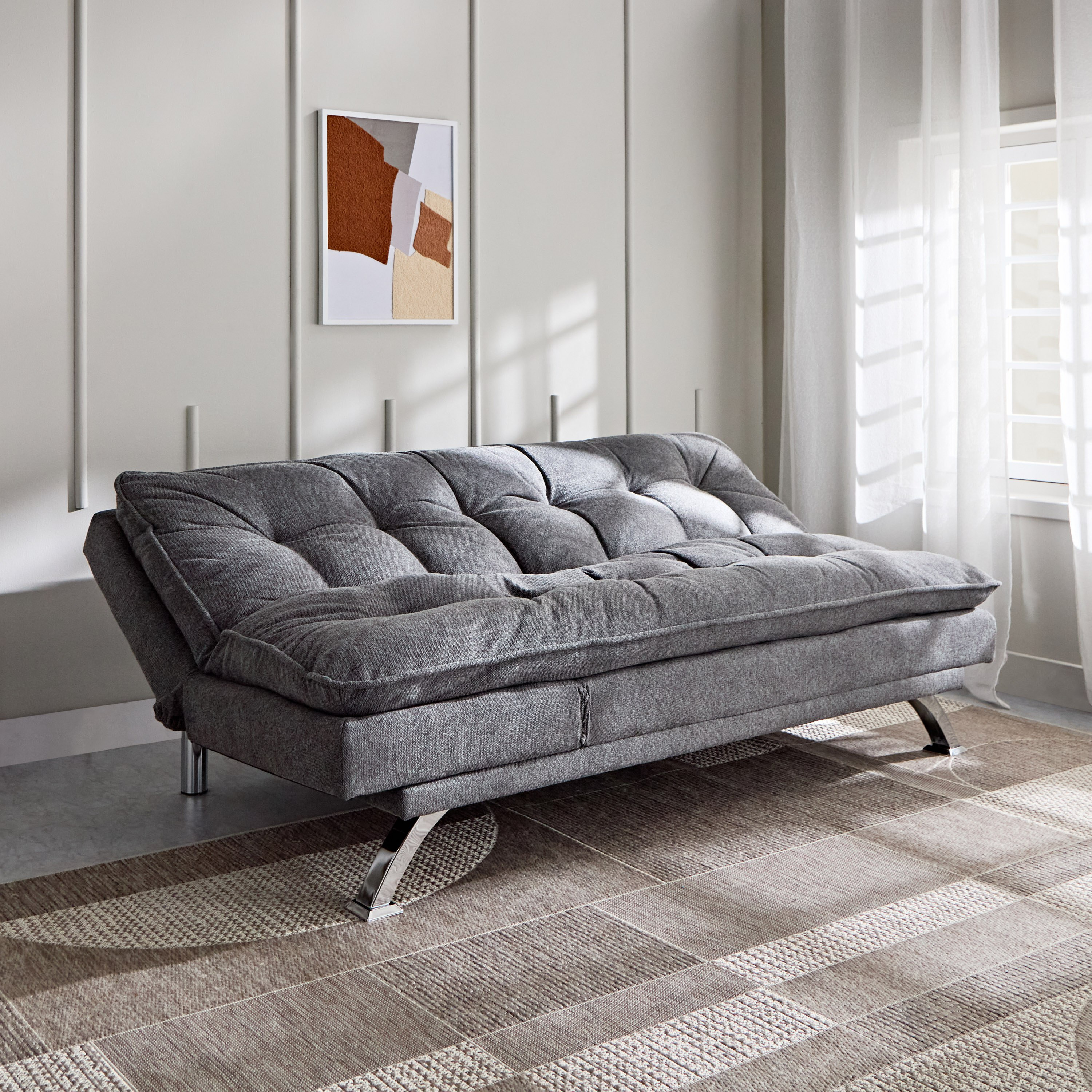 Titanium 3-Seater Fabric Sofa Bed with USB Port-hbxfurniture-sofasandarmchairs-sofabeds-image-3
