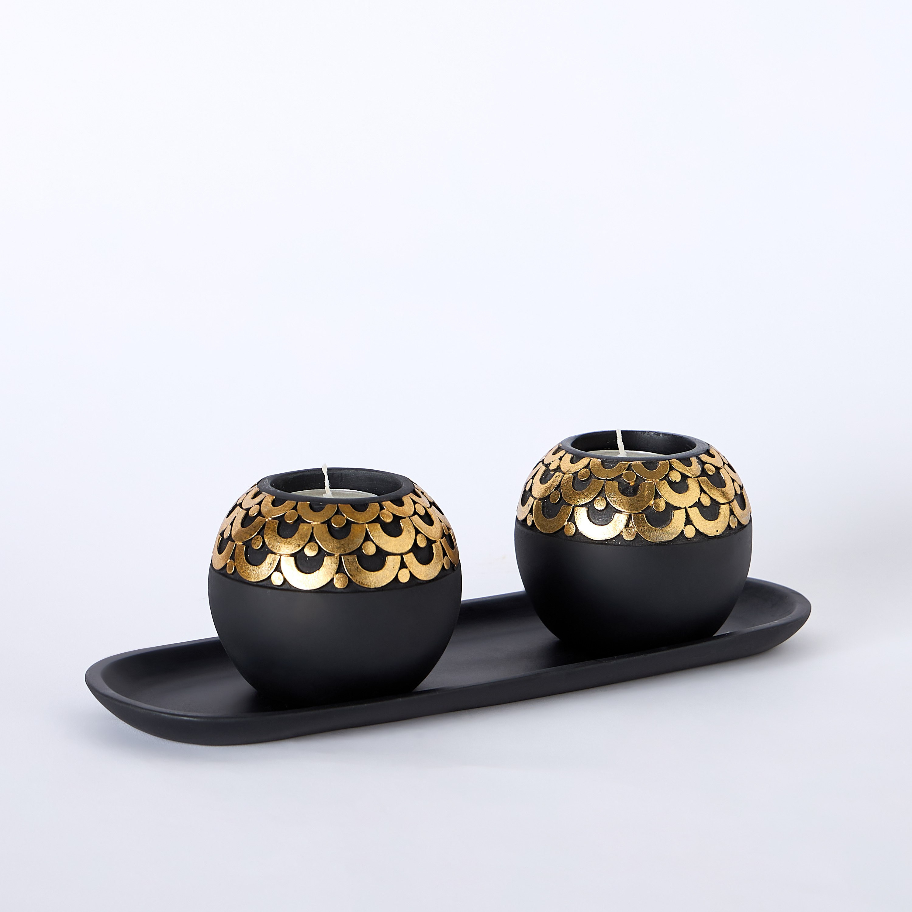 طقم صينية ديكور وحامل شموع بوليريسين 3 قطع من كالي-hbxlivingroom-decorandaccessories-candleholders-image-5