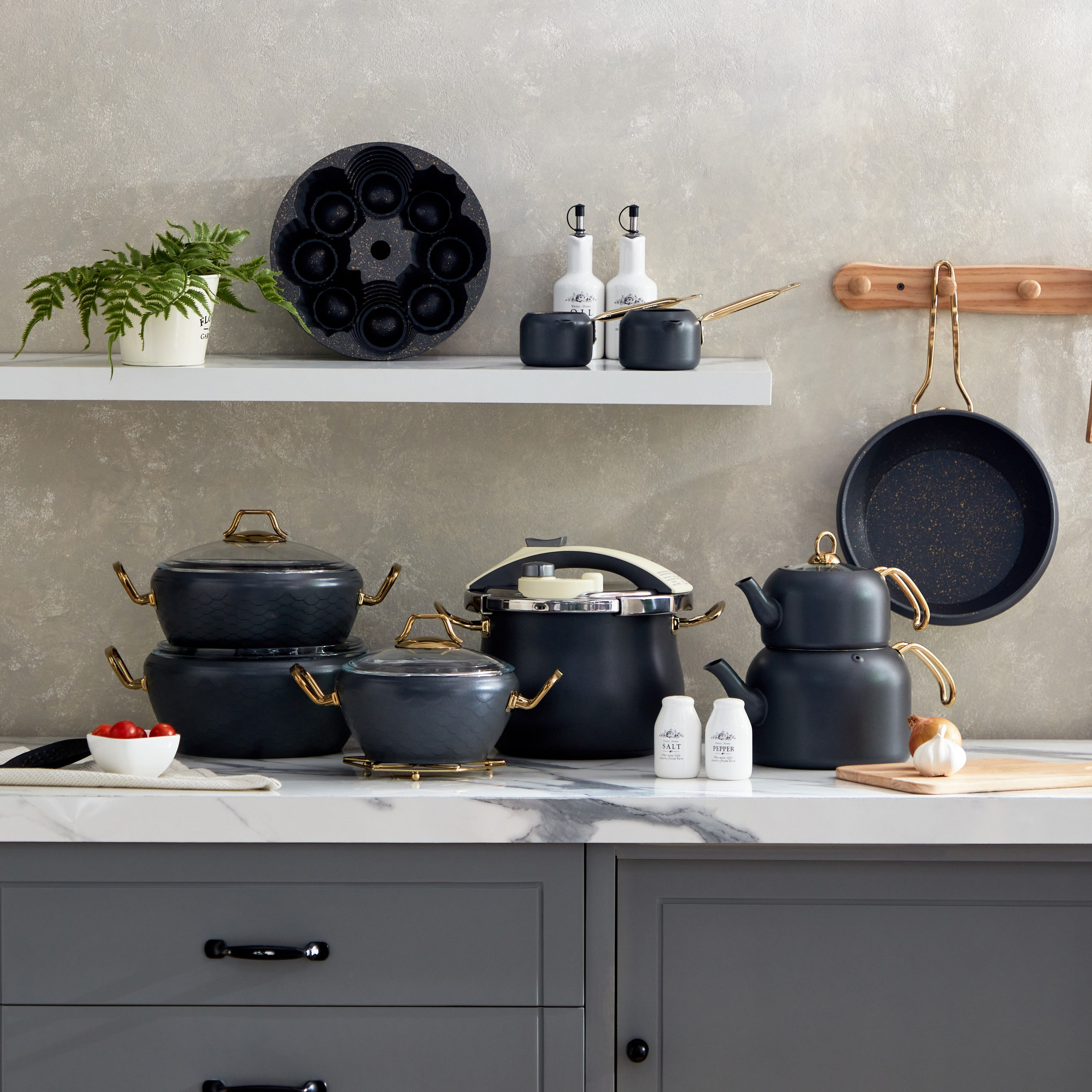 طقم أواني طهي جرانيت أنثراسايت 16 قطعة من أو إم إس-hbxhomeware-hbxkitchen-image-1