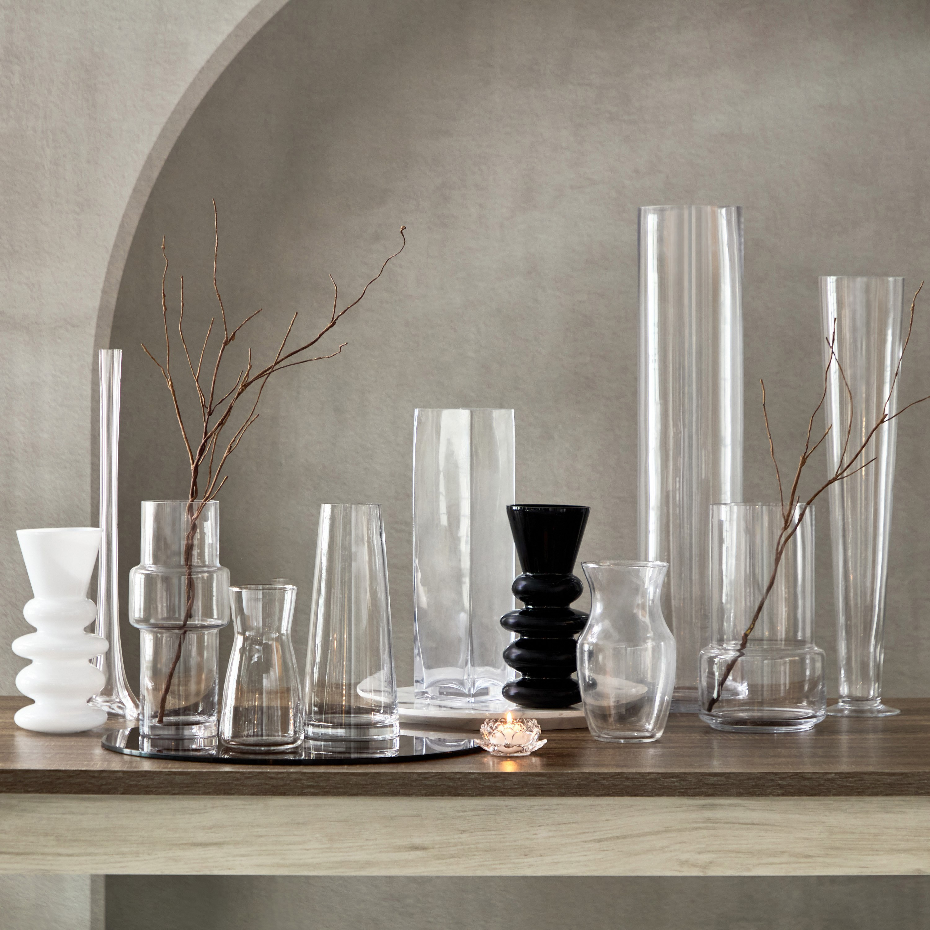 Eclat Wide Mouth Glass Vase - 11x13.5x22 cm-hbxbedroom-decorandaccessories-vases-image-4