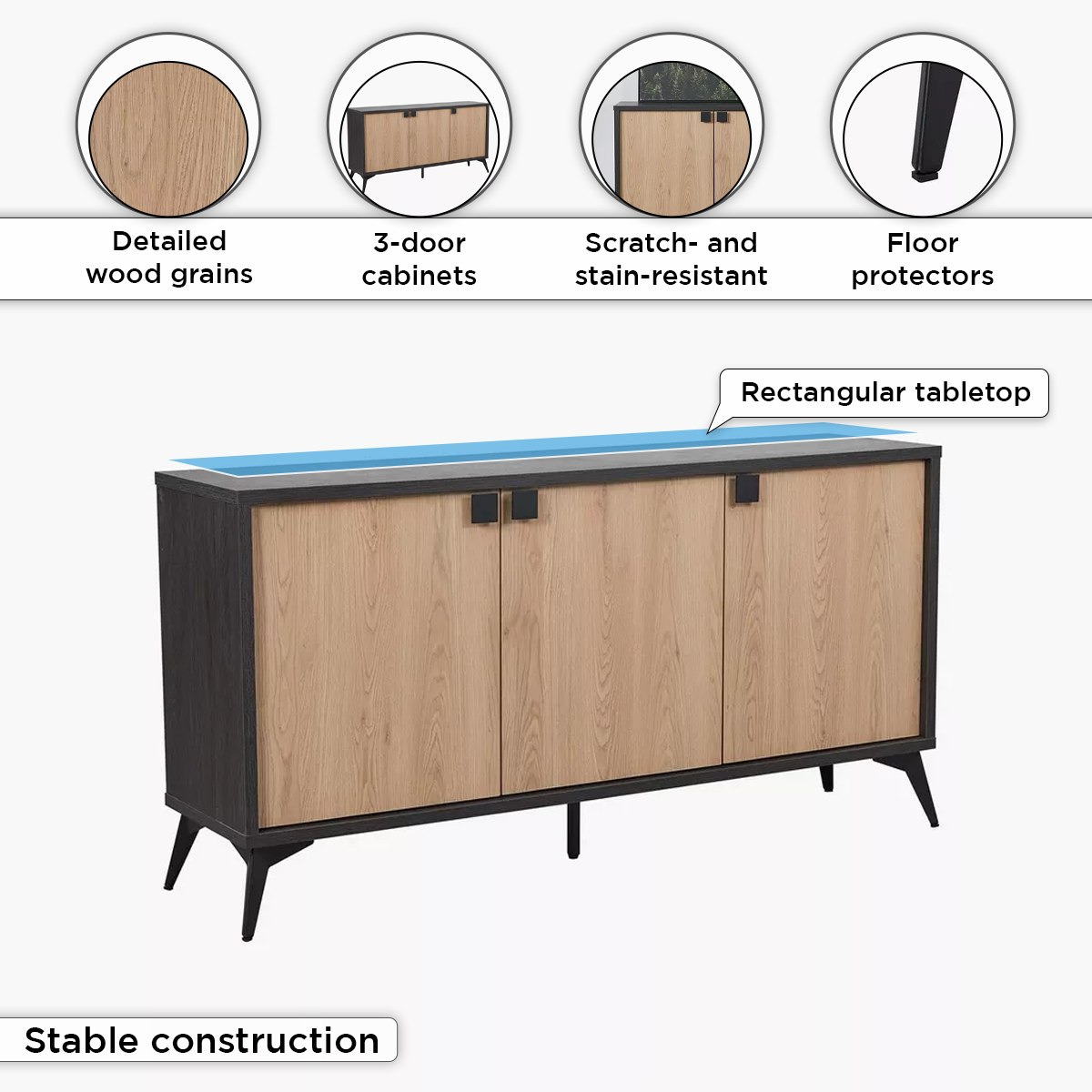 وحدة تخزين 3 أبواب من لوكسمبورج-hbxfurniture-diningroom-buffetsandsideboards-image-5