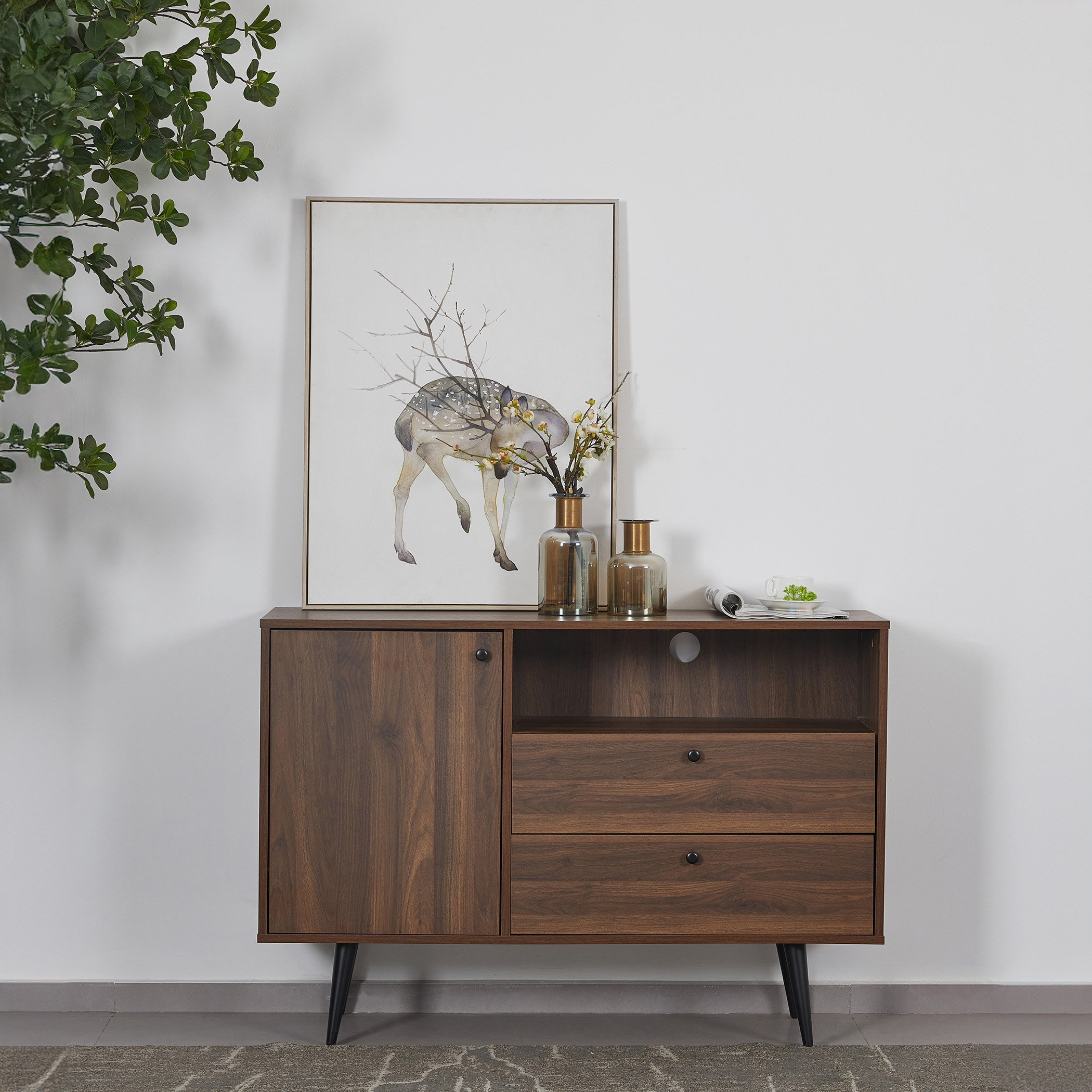 Finland 2-Drawer Sideboard High TV Unit with Door-hbxfurniture-diningroom-buffetsandsideboards-image-1