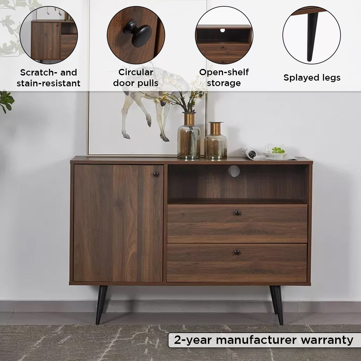 Finland 2-Drawer Sideboard High TV Unit with Door-hbxfurniture-diningroom-buffetsandsideboards-image-4