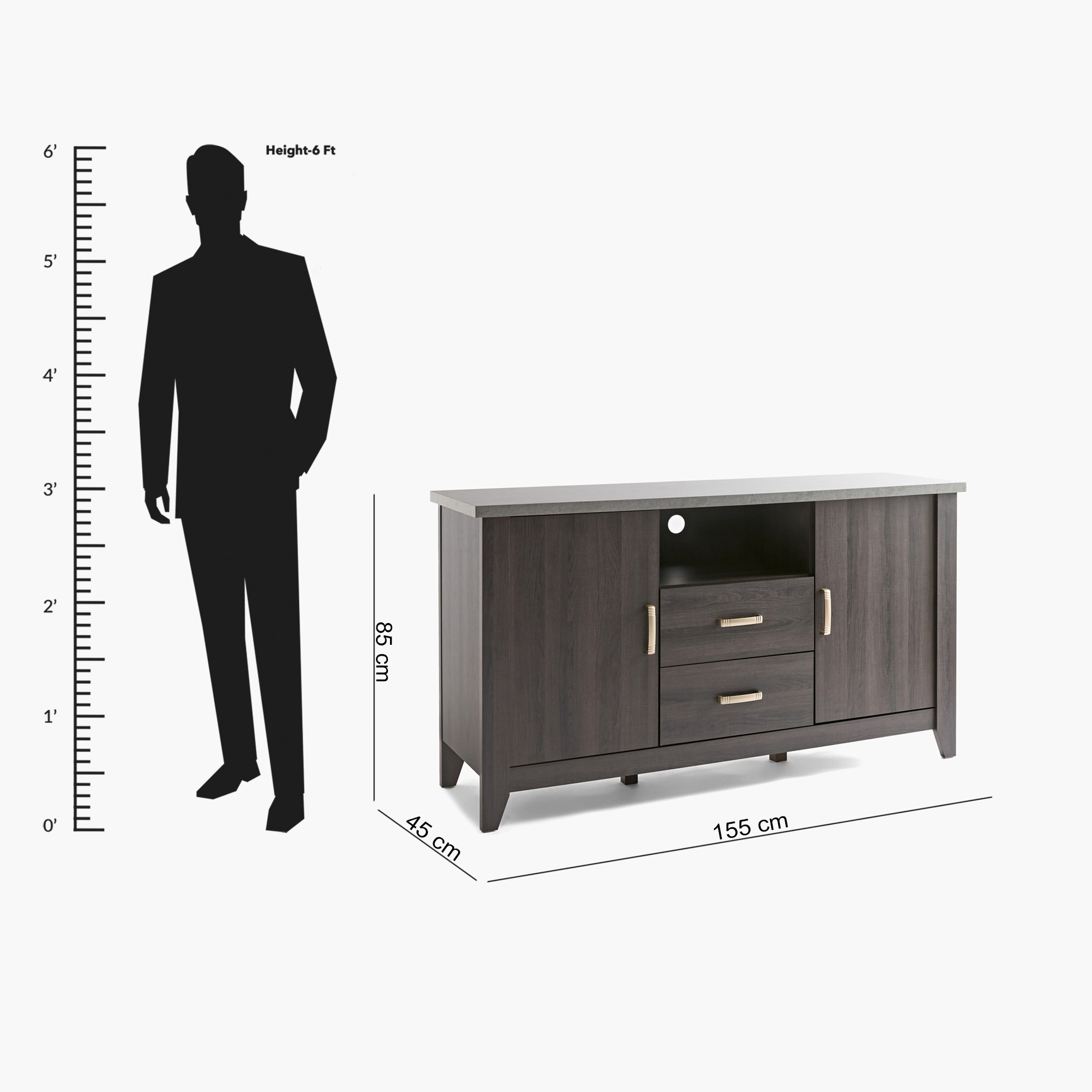وحدة تلفزيون مرتفعة بدرجين وخزانة جانبية مع بابين من سكاي-hbxfurniture-diningroom-buffetsandsideboards-image-12