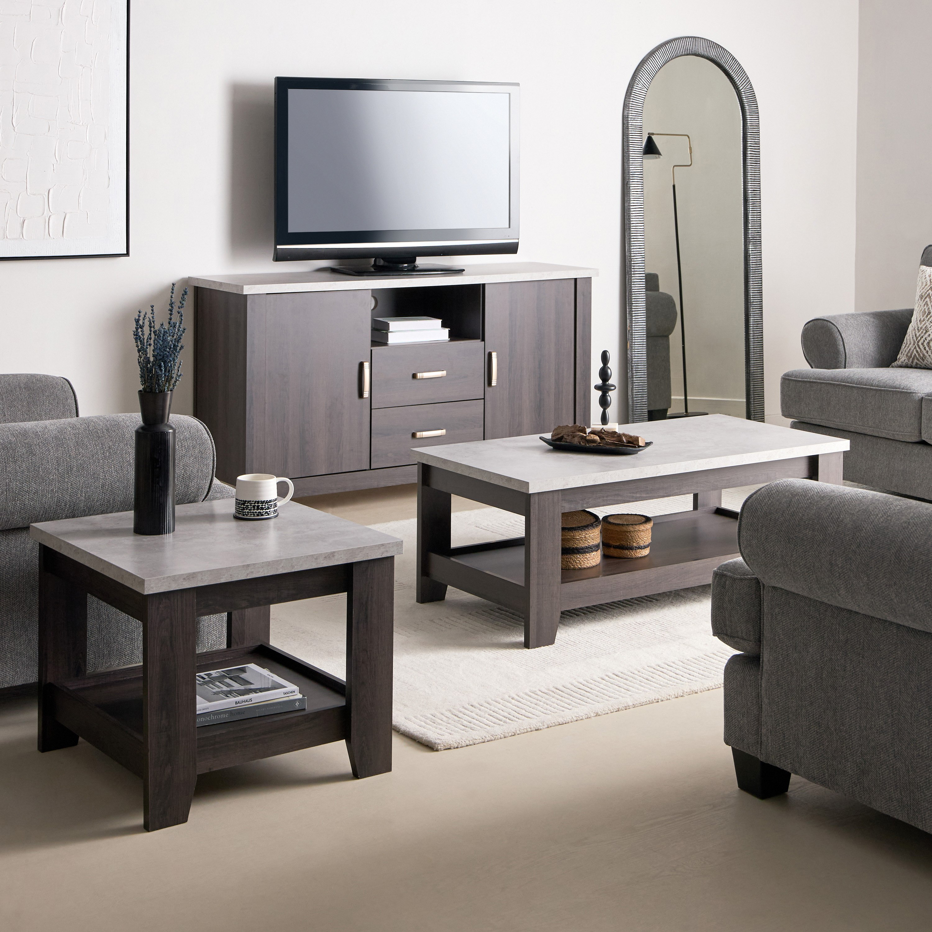 وحدة تلفزيون مرتفعة بدرجين وخزانة جانبية مع بابين من سكاي-hbxfurniture-diningroom-buffetsandsideboards-image-10