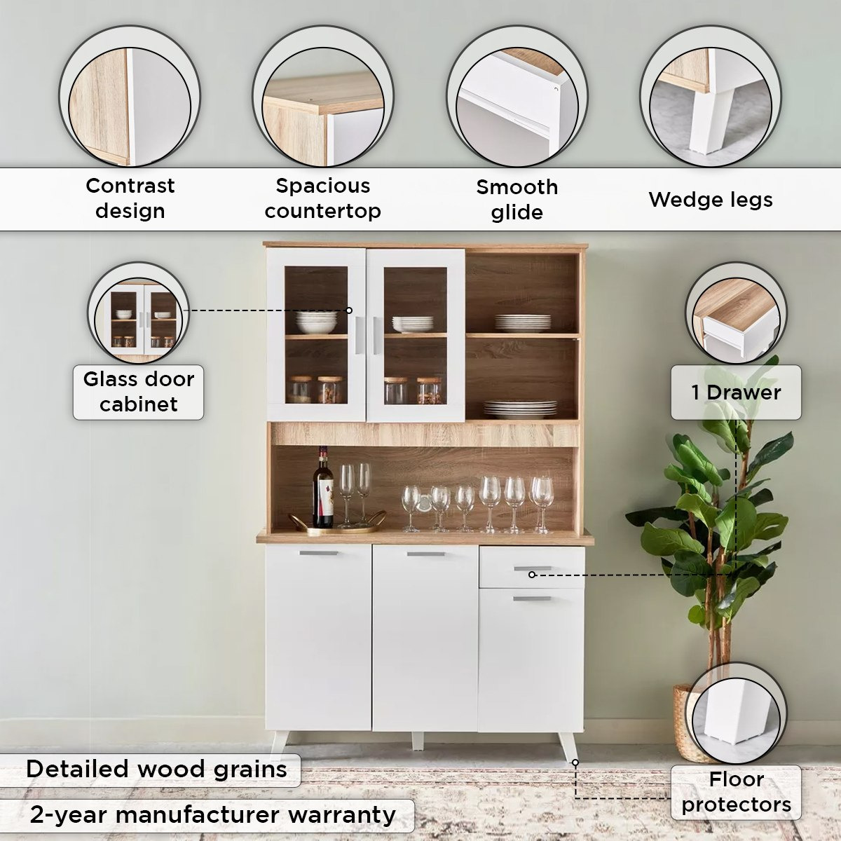 خزانة مطبخ بـ3 أبواب وأدراج  من ألفورد-hbxfurniture-diningroom-buffetsandsideboards-image-4
