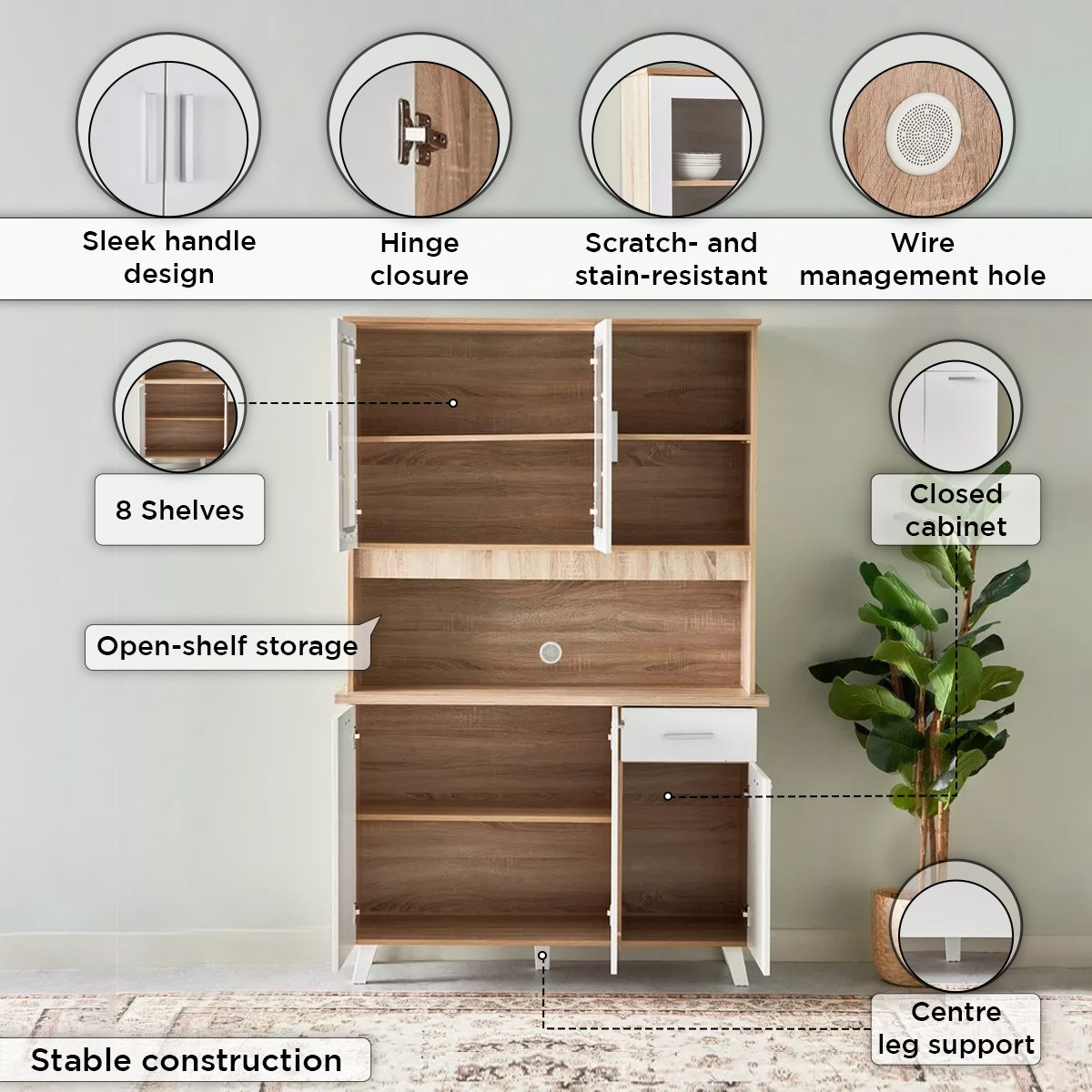 خزانة مطبخ بـ3 أبواب وأدراج  من ألفورد-hbxfurniture-diningroom-buffetsandsideboards-image-5