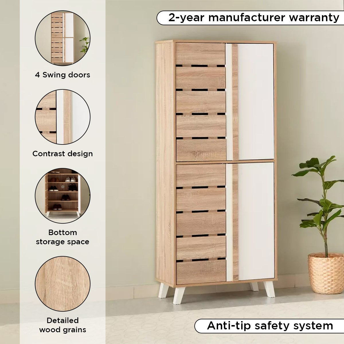 Alford 24 Pair Tall Shoe Cabinet with 4 Doors