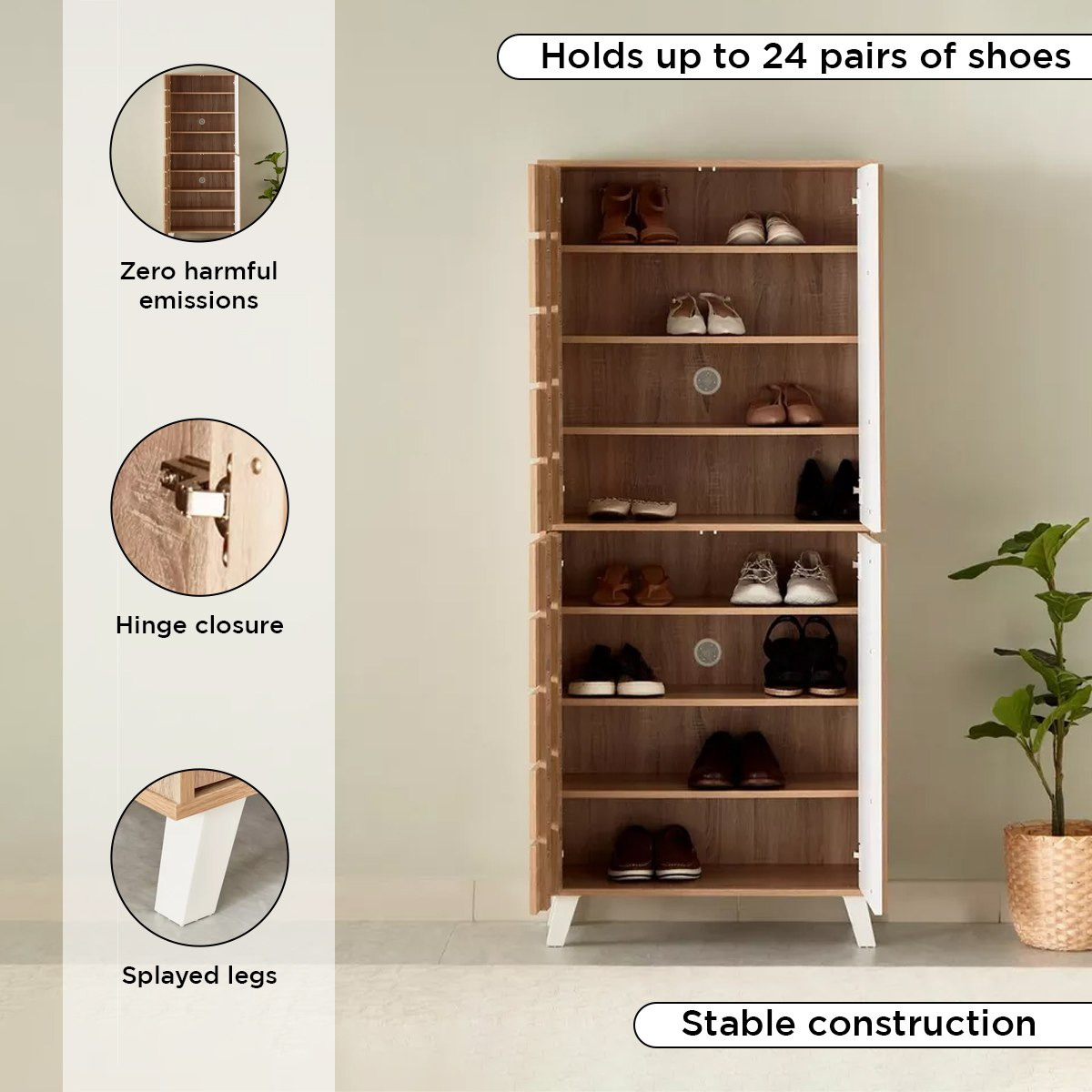 خزانة أحذية طويلة 4 أبواب لـ24 زوجا من ألفورد-hbxbedroom-shoecabinetsandracks-image-5
