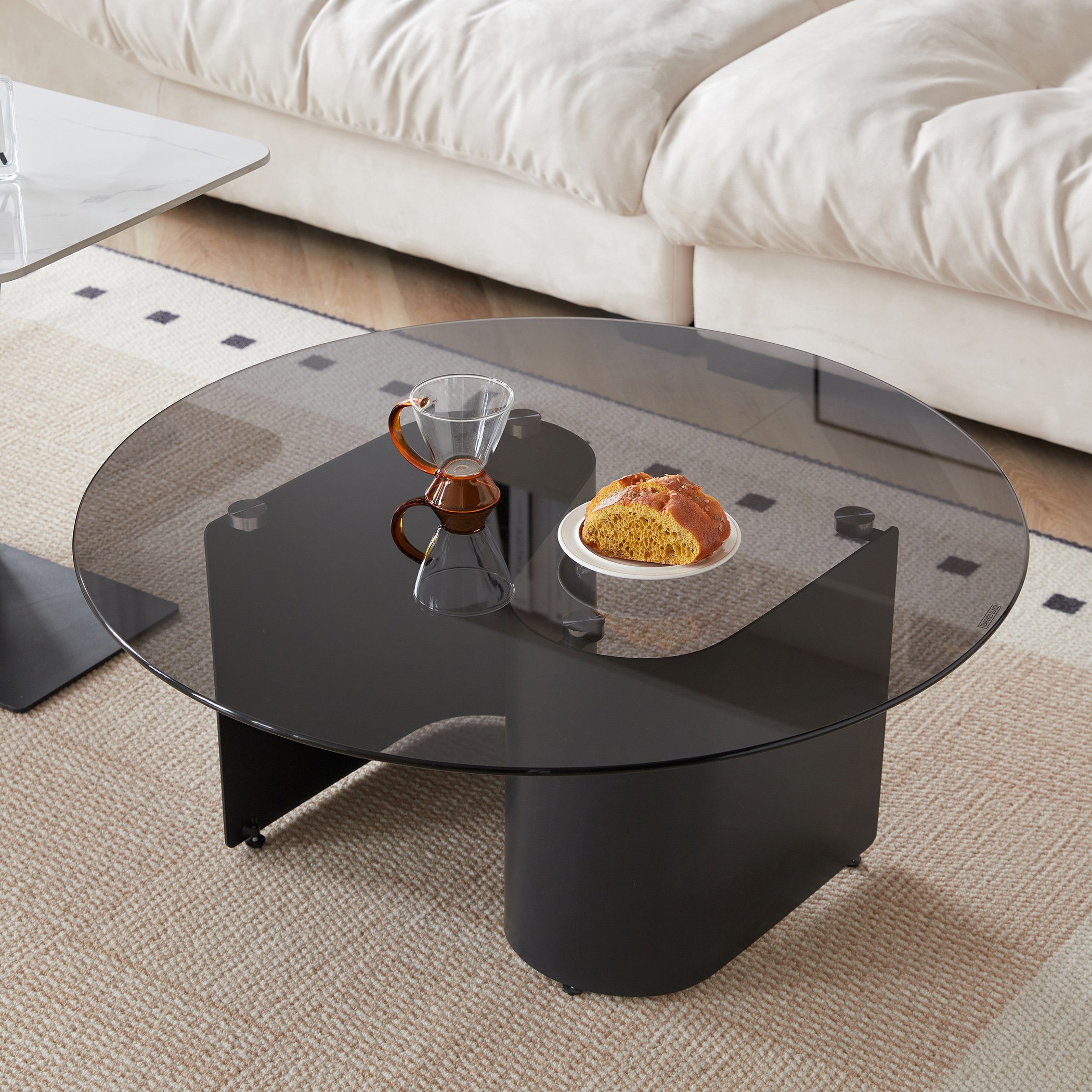 طقم طاولات قهوة من الزجاج والحجر الملبد - قطعتين من ساليرنو-hbxlivingroom-tablesandstands-coffeetables-image-2