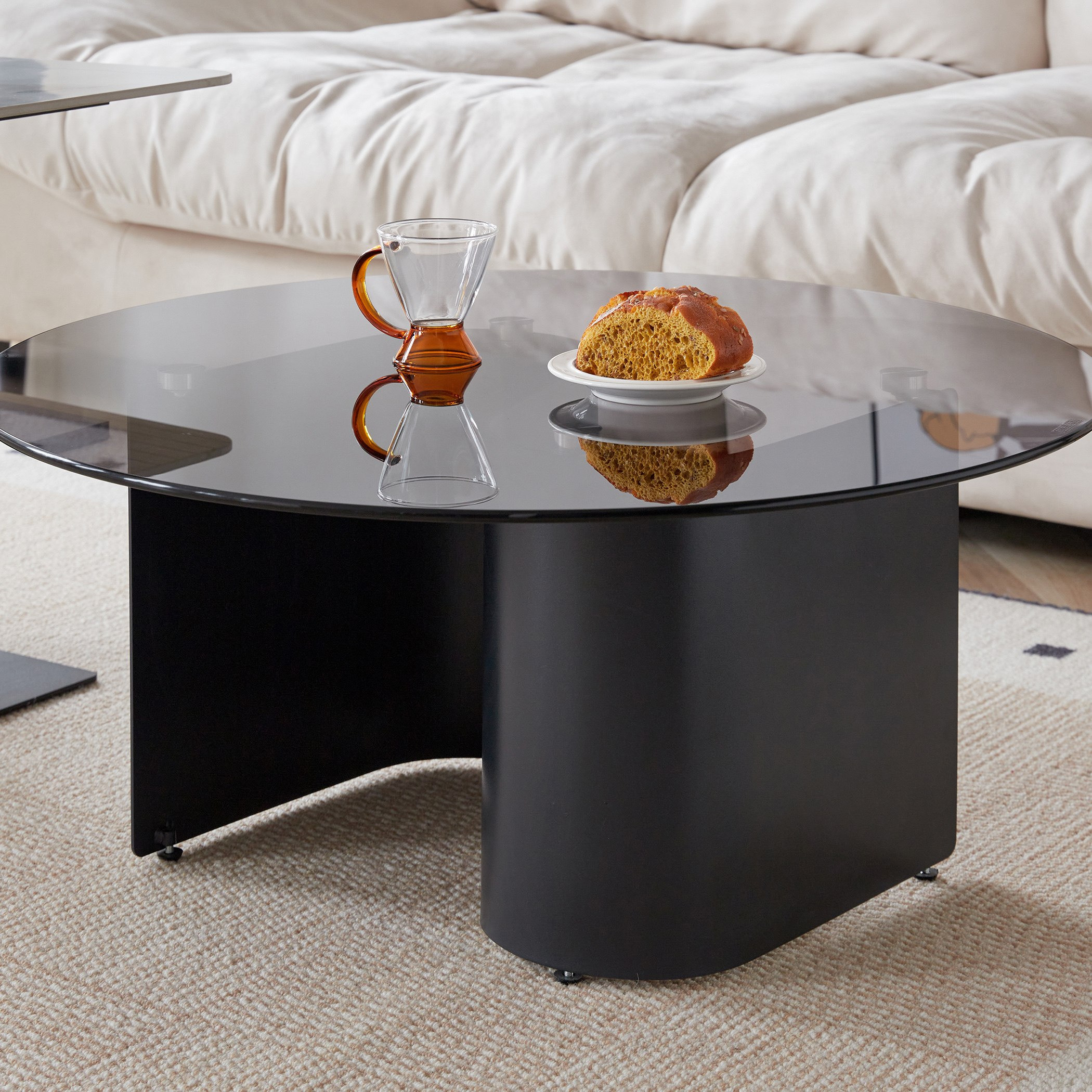 طقم طاولات قهوة من الزجاج والحجر الملبد - قطعتين من ساليرنو-hbxlivingroom-tablesandstands-coffeetables-image-4