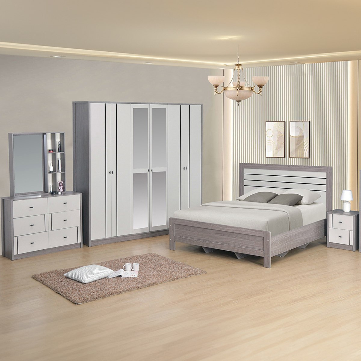 Ontario 5-Piece King Bedroom Set - 180x200 cm-hbxbedroom-bedsandbedsets-bedroomsets-king-image-1