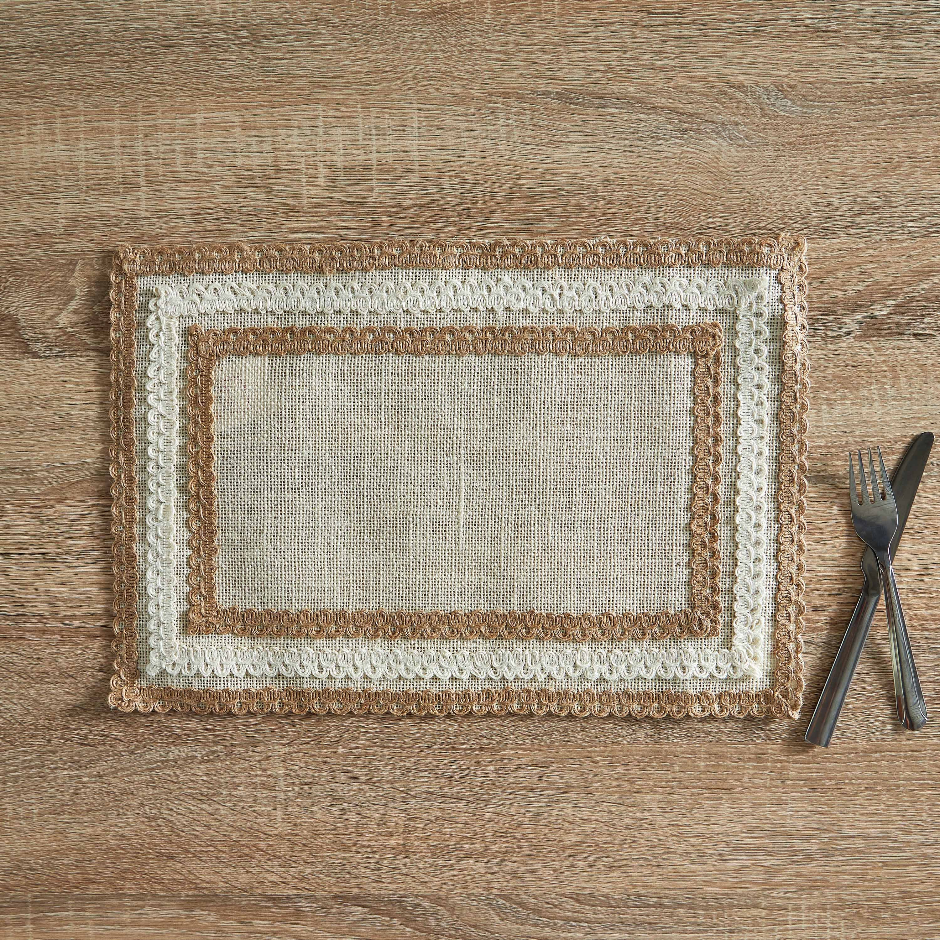 Jutopia Lace Jute Rectangular Placemat - 30x45 cm-hbxdecorandfurnishings-homefurnishings-tablelinens-image-1