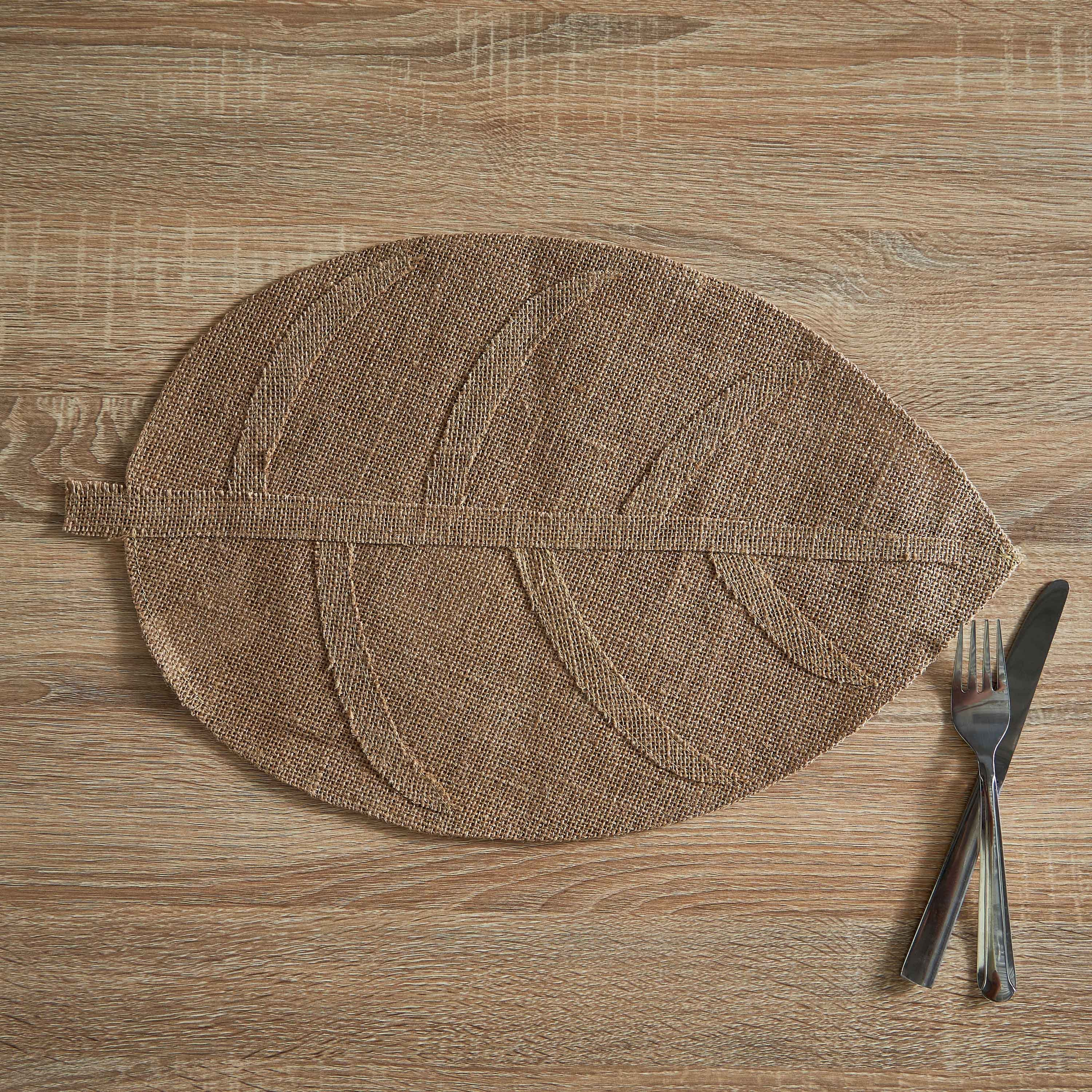 لبادة صحون جوت ورقة شجر من جوتوبيا - 30x45 سم-hbxdecorandfurnishings-homefurnishings-tablelinens-image-1