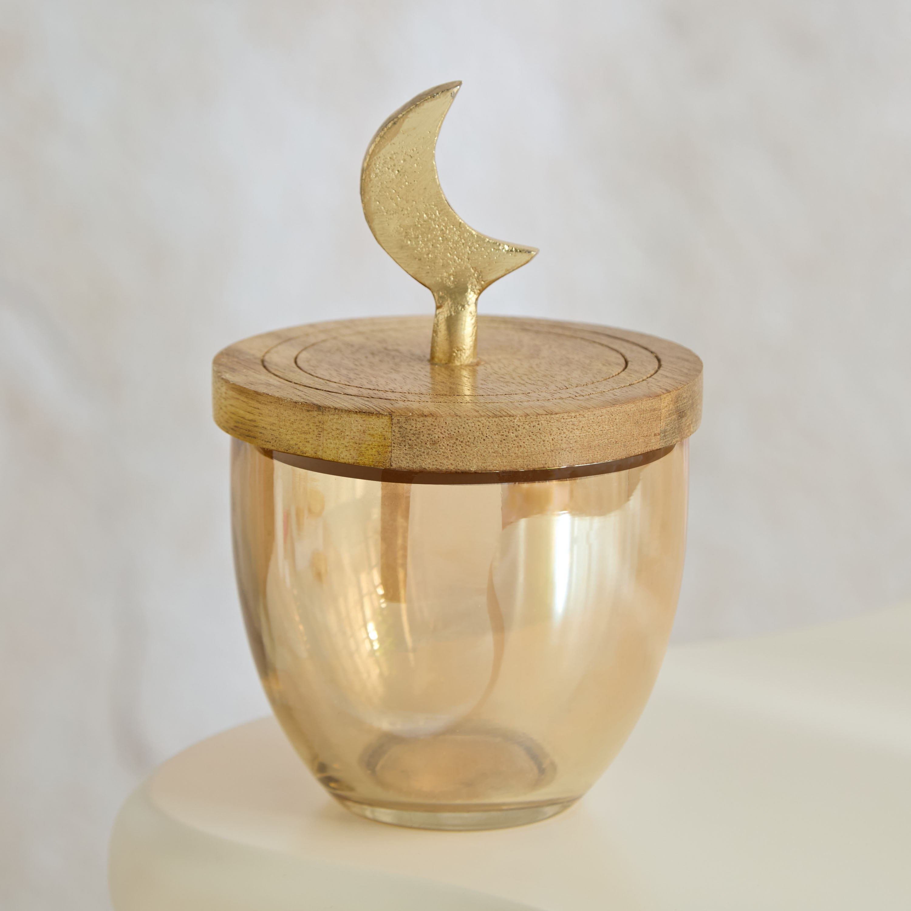 Rick Decorative Jar with Wooden Lid - 9x9x14 cm-hbxdecorandfurnishings-homeaccessories-bowls-image-1