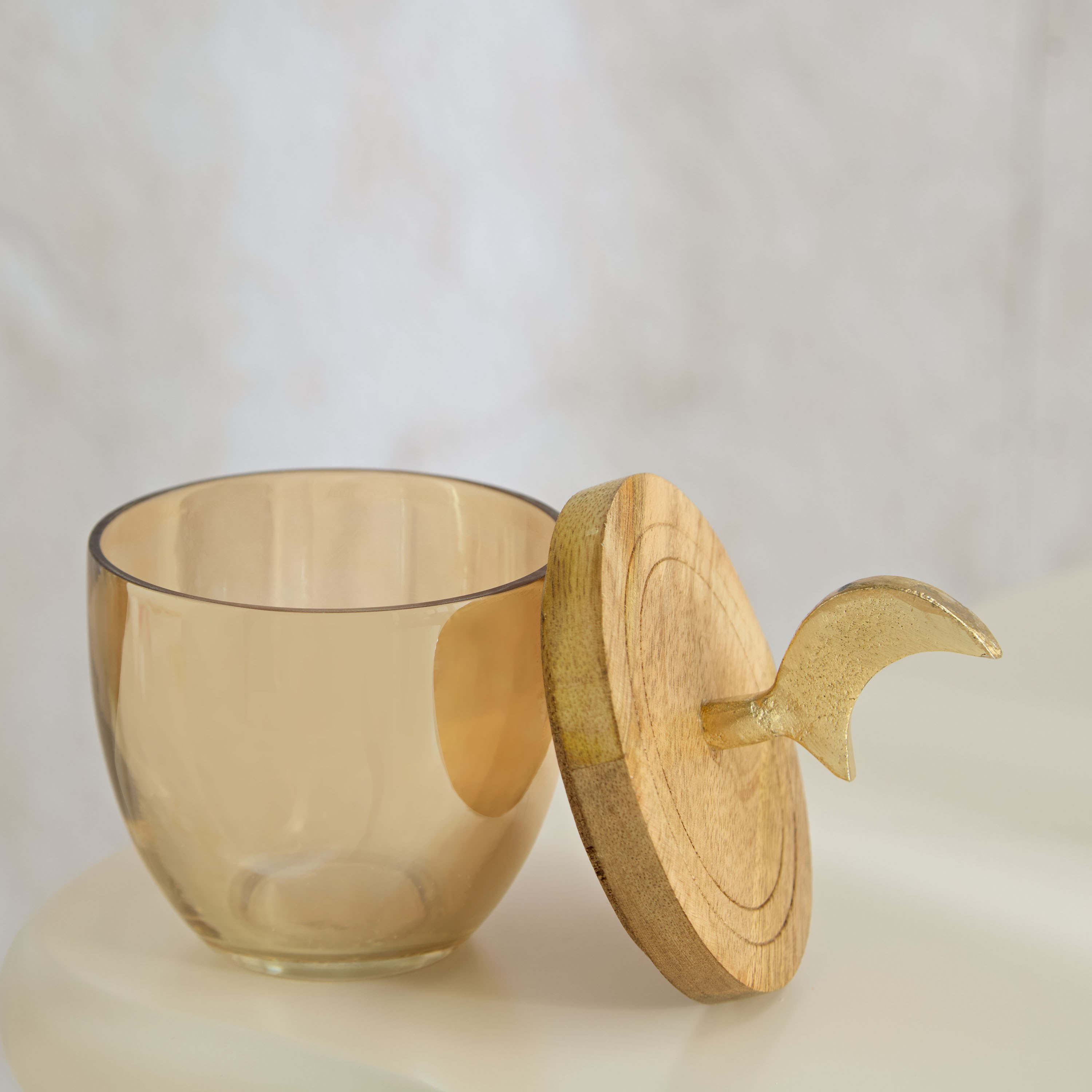 Rick Decorative Jar with Wooden Lid - 9x9x14 cm-hbxdecorandfurnishings-homeaccessories-bowls-image-2