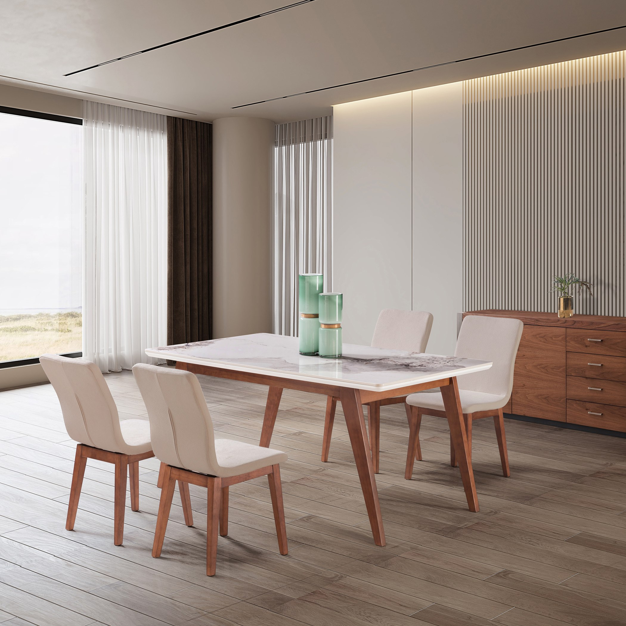 طقم سفرة من الحجر الملبد 6 مقاعد من فيكتور-hbxfurniture-diningtablesandsets-diningsets-sixseater-image-2