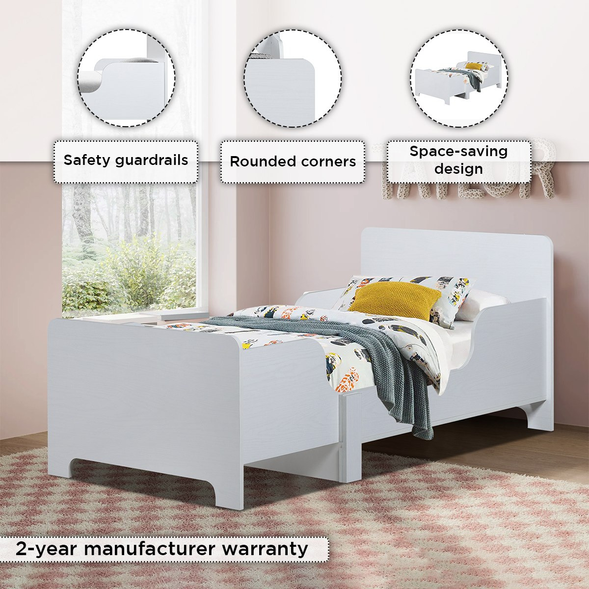 Movo Vanilla Toddler Extendable Bed - 90x140-200 cm-hbxfurniture-bedsandbedsets-beds-toddler-image-4