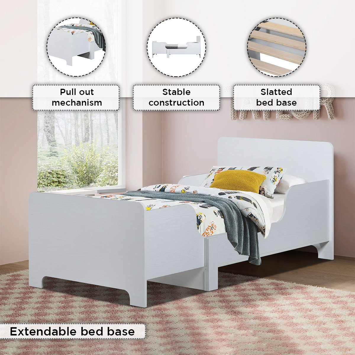 Movo Vanilla Toddler Extendable Bed - 90x140-200 cm-hbxfurniture-bedsandbedsets-beds-toddler-image-5