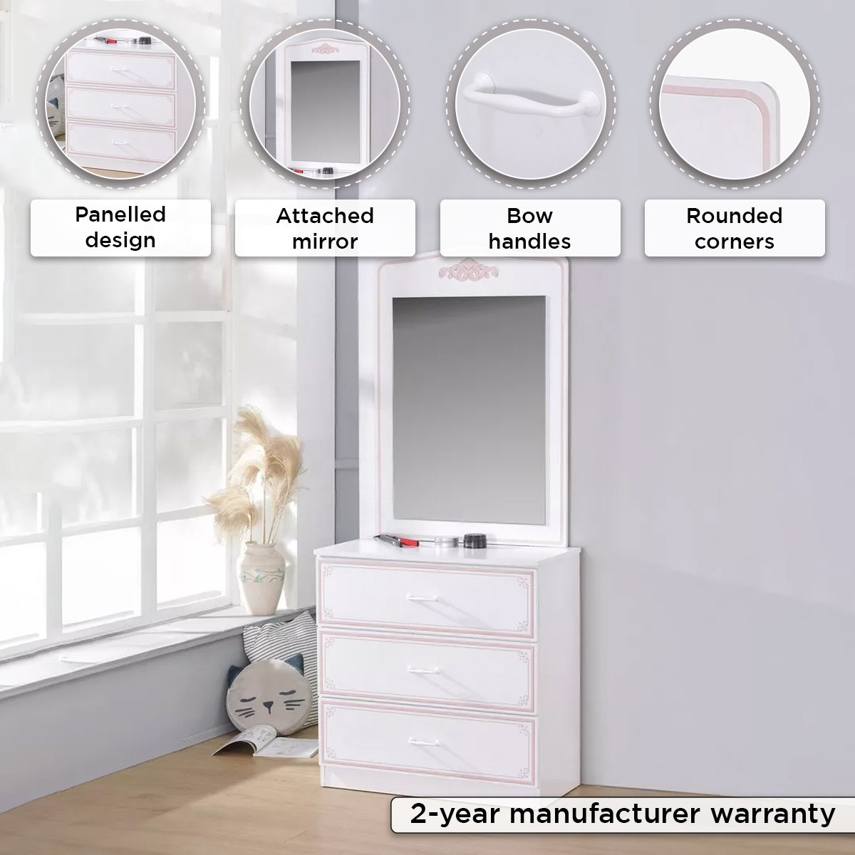 Movo Hazel 3-Drawer Dresser with Mirror-hbxfurniture-kidsroom-kidsdressersandmirrors-image-4