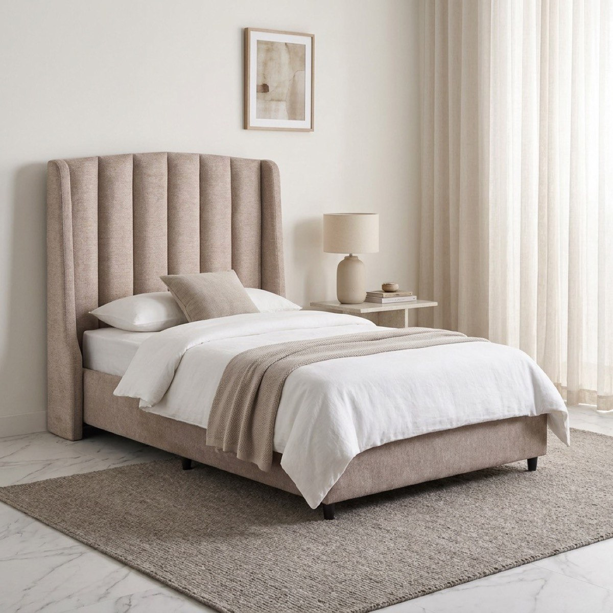 Maine Lewis Upholstered Twin Bed - 120x200 cm-hbxbedroom-bedsandbedsets-upholsteredbeds-twin-image-1