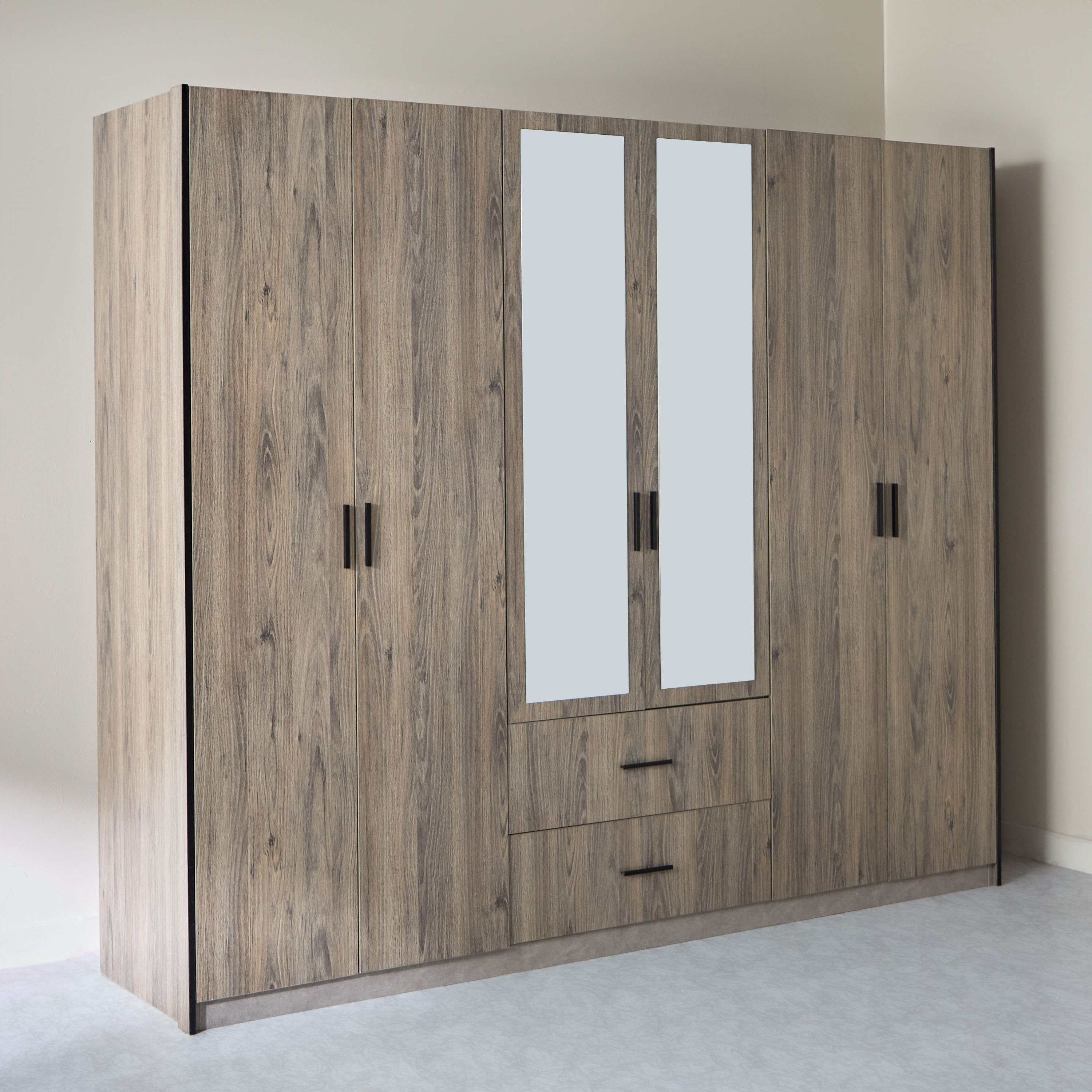 خزانة ملابس 6 أبواب مع درجين ومرآة من أوروبا-hbxfurniture-wardrobes-image-1