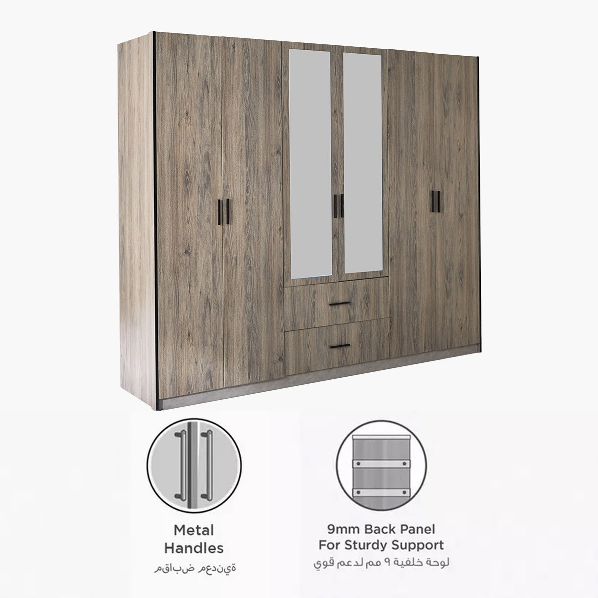 خزانة ملابس 6 أبواب مع درجين ومرآة من أوروبا-hbxfurniture-wardrobes-image-4