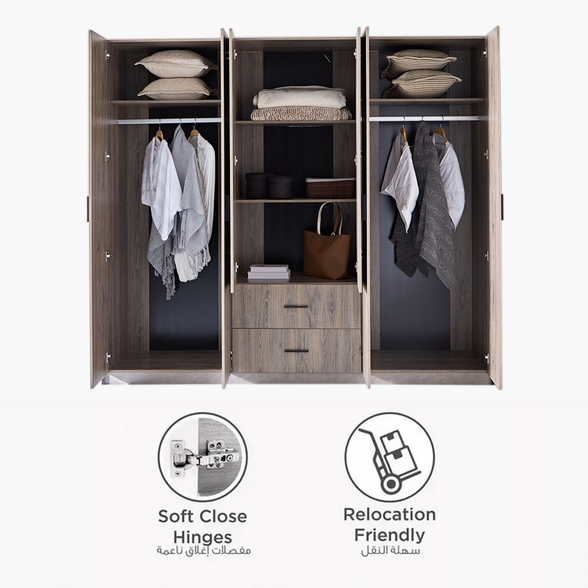 خزانة ملابس 6 أبواب مع درجين ومرآة من أوروبا-hbxfurniture-wardrobes-image-5
