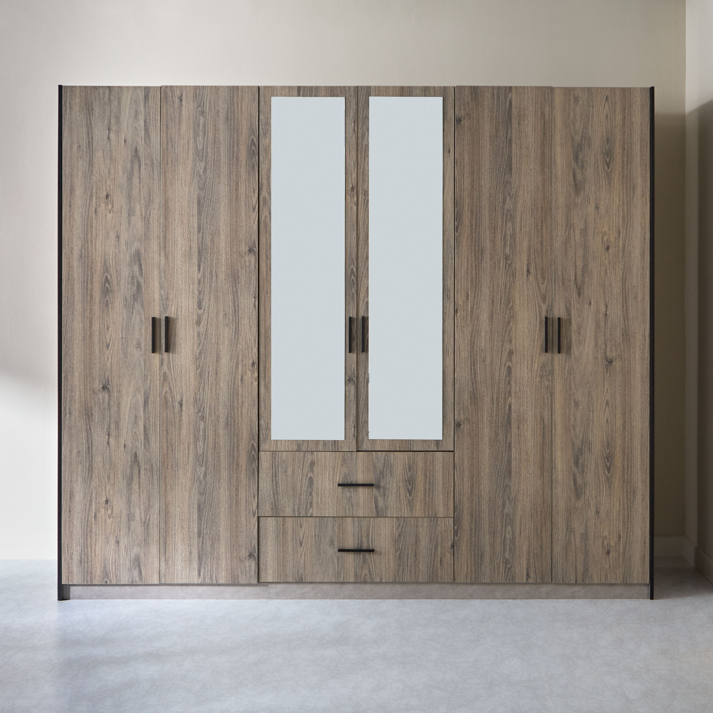 خزانة ملابس 6 أبواب مع درجين ومرآة من أوروبا-hbxfurniture-wardrobes-image-2
