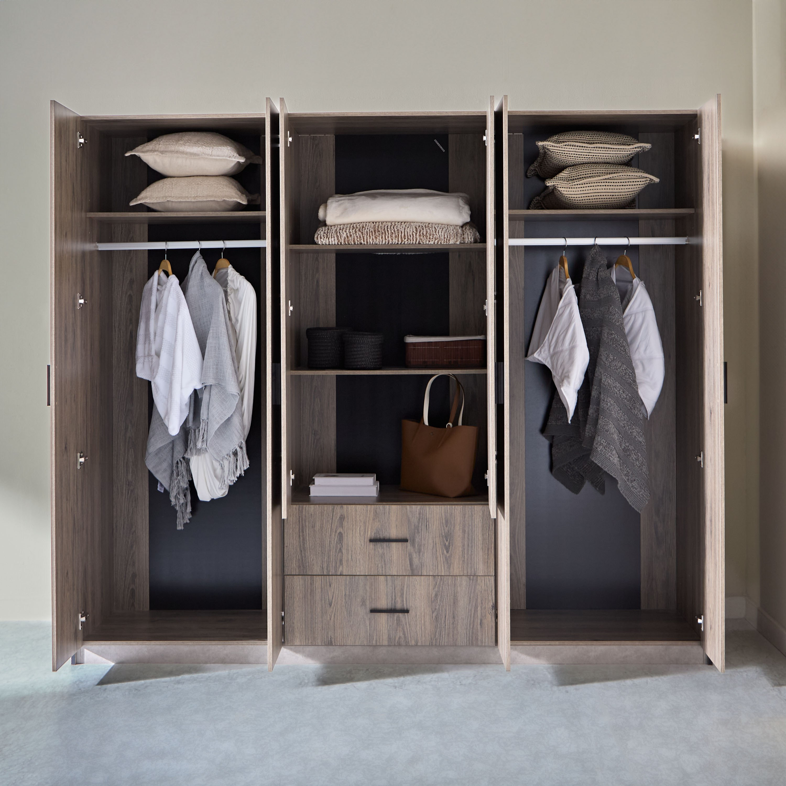 خزانة ملابس 6 أبواب مع درجين ومرآة من أوروبا-hbxfurniture-wardrobes-image-3