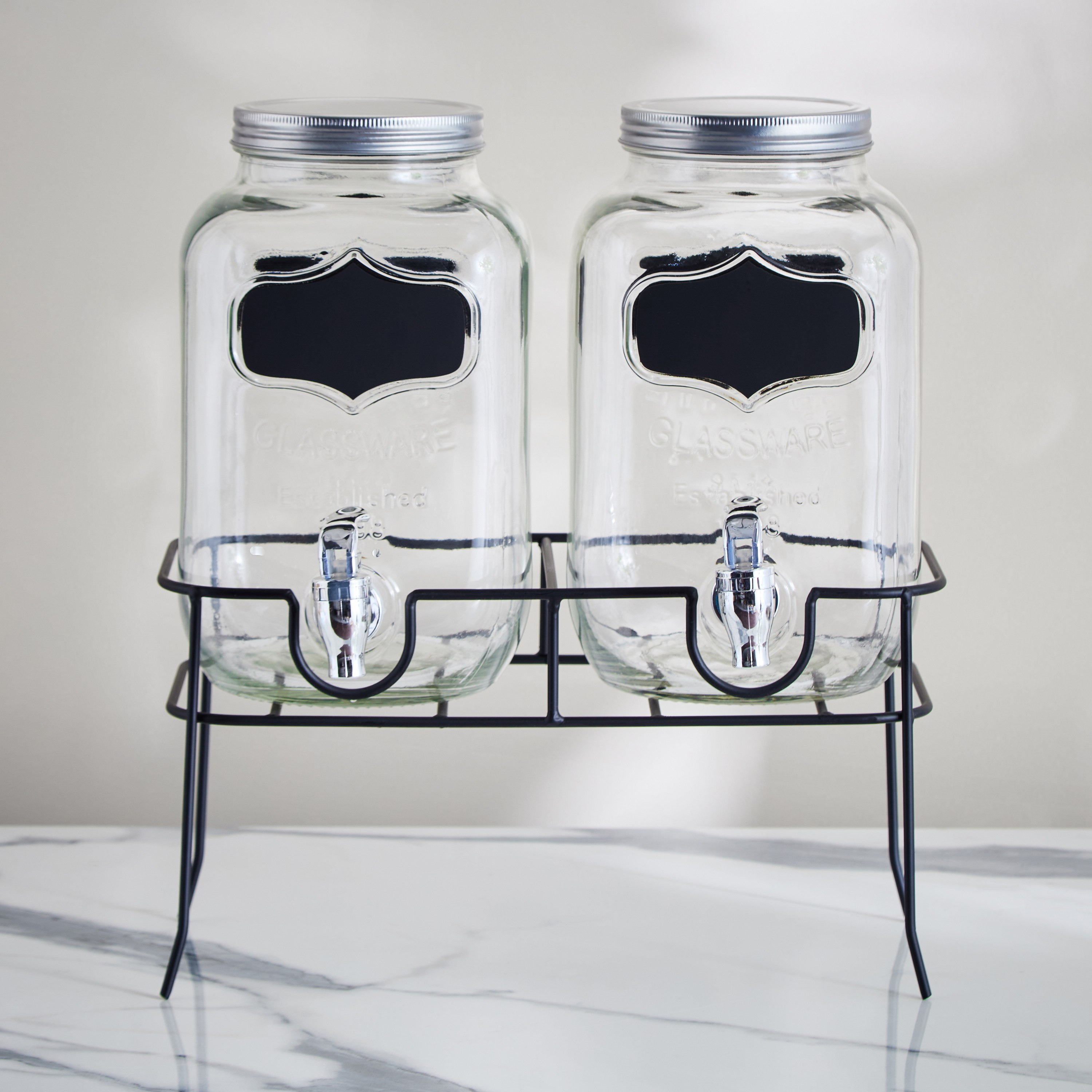 Crysta Twin Glass Beverage Dispenser with Stand - 4 L-hbxhomeware-hbxkitchen-image-2