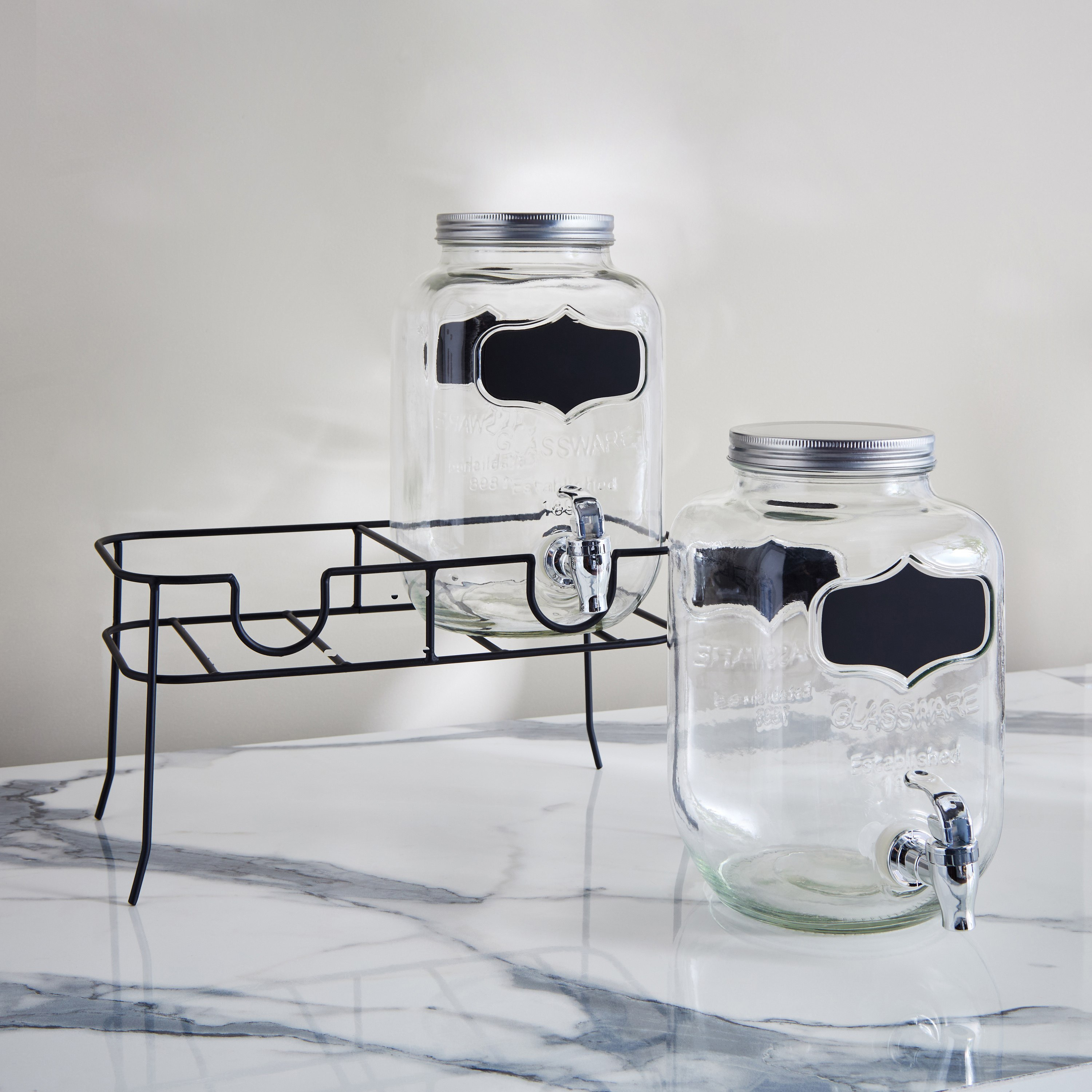 Crysta Twin Glass Beverage Dispenser with Stand - 4 L-hbxhomeware-hbxkitchen-image-5