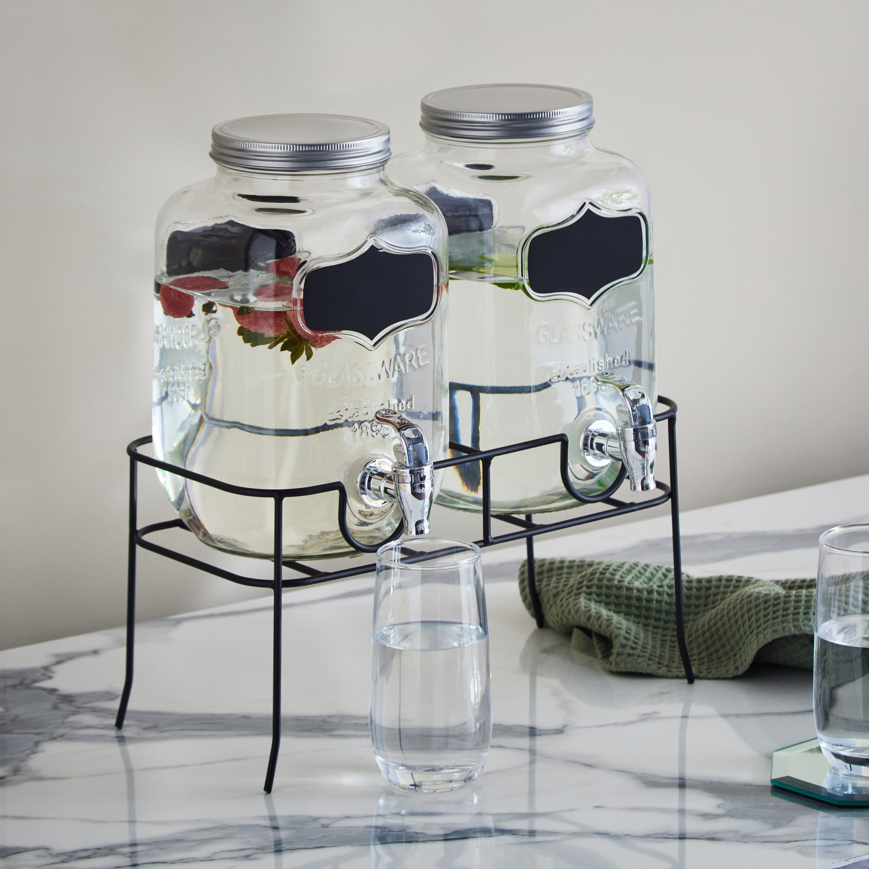 Crysta Twin Glass Beverage Dispenser with Stand - 4 L-hbxhomeware-hbxkitchen-image-7