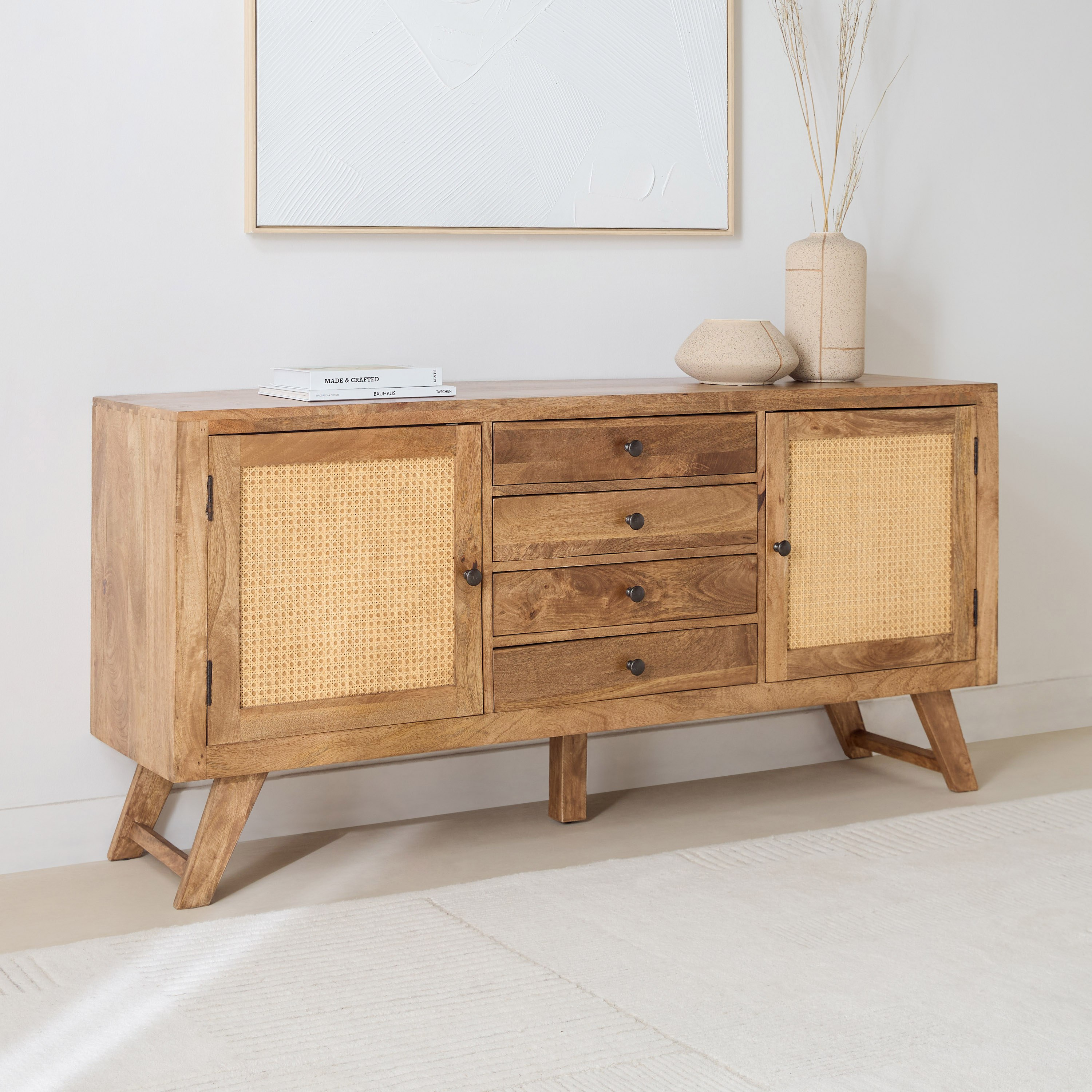 خزانة جانبية بوفيه 2 باب و4 أدراج من الخشب الصلب - كينستون من فيندرا -hbxfurniture-diningroom-buffetsandsideboards-image-1