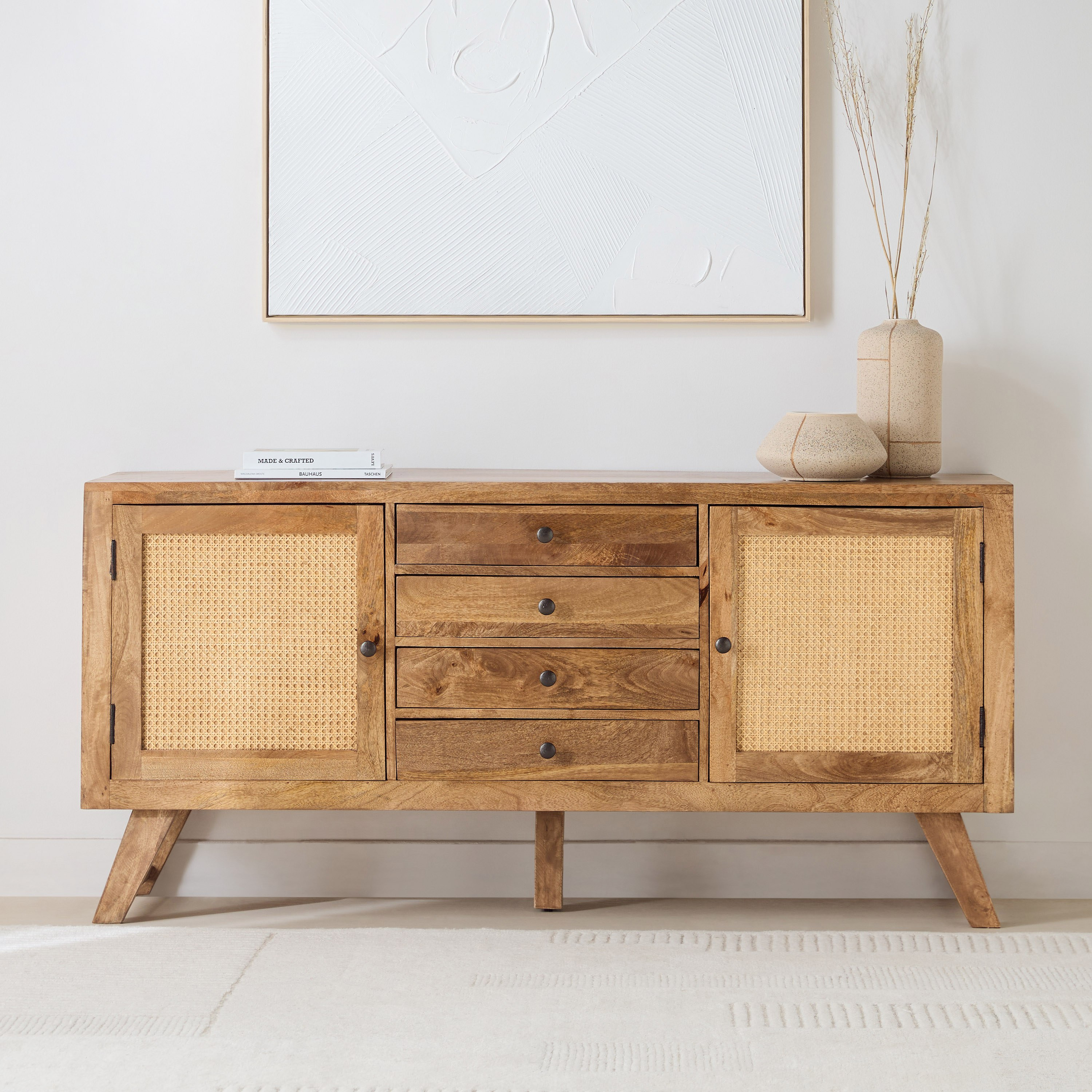 خزانة جانبية بوفيه 2 باب و4 أدراج من الخشب الصلب - كينستون من فيندرا -hbxfurniture-diningroom-buffetsandsideboards-image-2