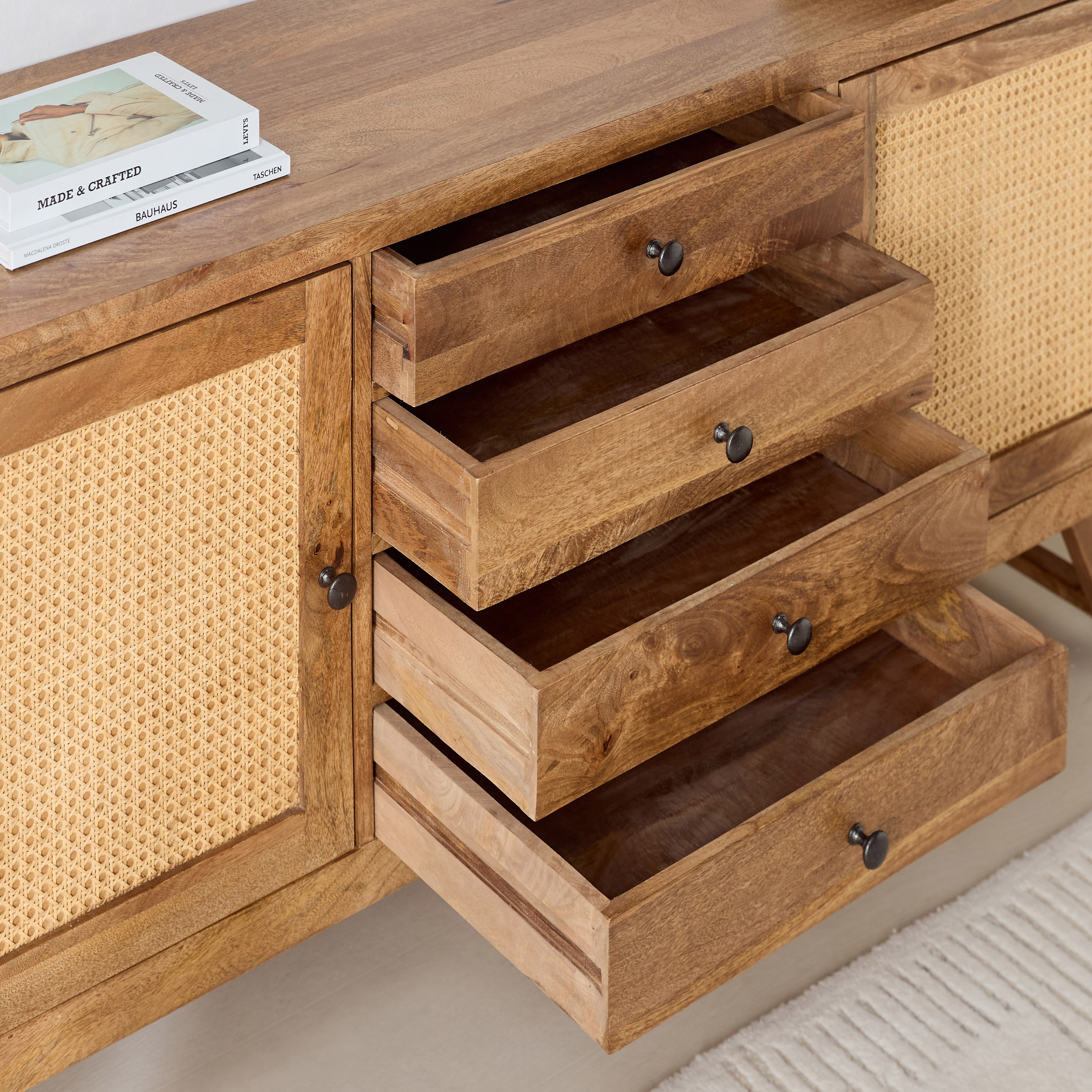 خزانة جانبية بوفيه 2 باب و4 أدراج من الخشب الصلب - كينستون من فيندرا -hbxfurniture-diningroom-buffetsandsideboards-image-4