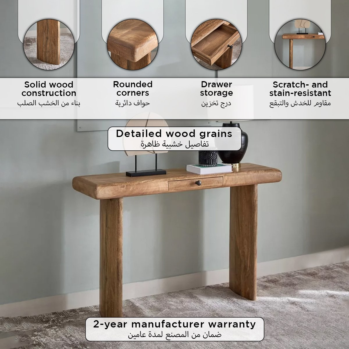Cavon Clayton Solid Wood Console Table-hbxfurniture-tablesandstands-consoletables-image-4