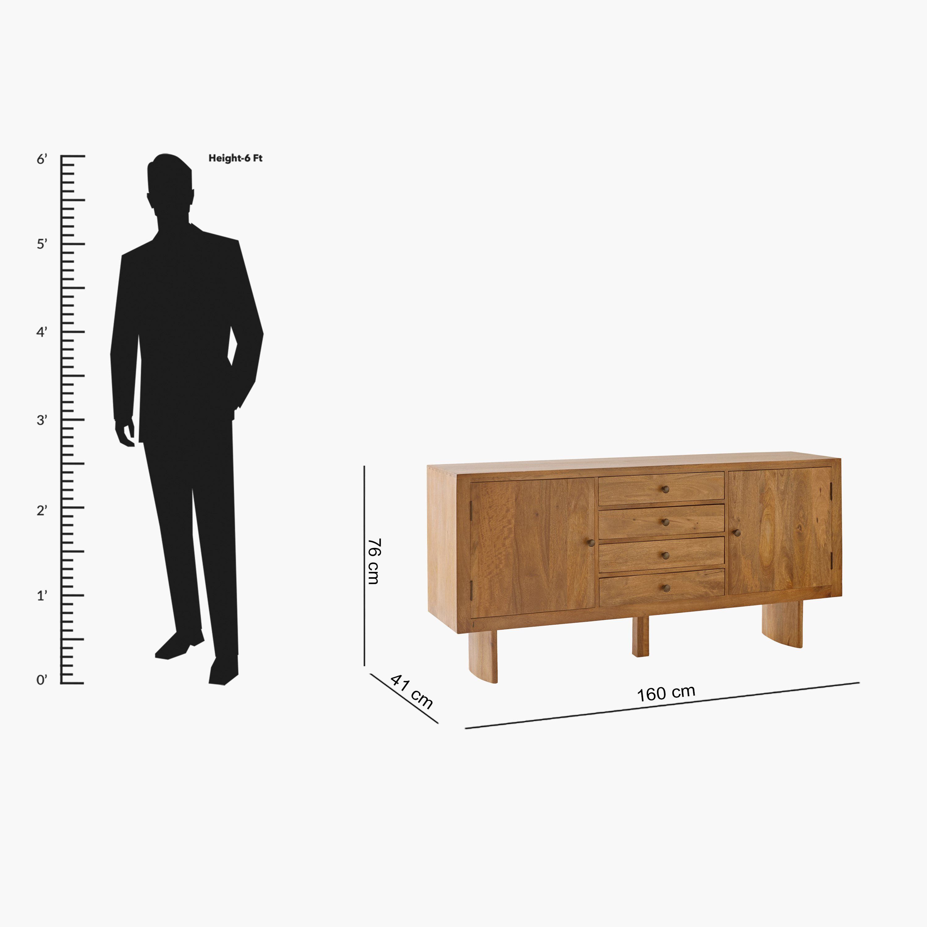 Cavon Clayton 4-Drawer Solid Wood Sideboard Buffet with 2 Doors-hbxfurniture-diningroom-buffetsandsideboards-image-11