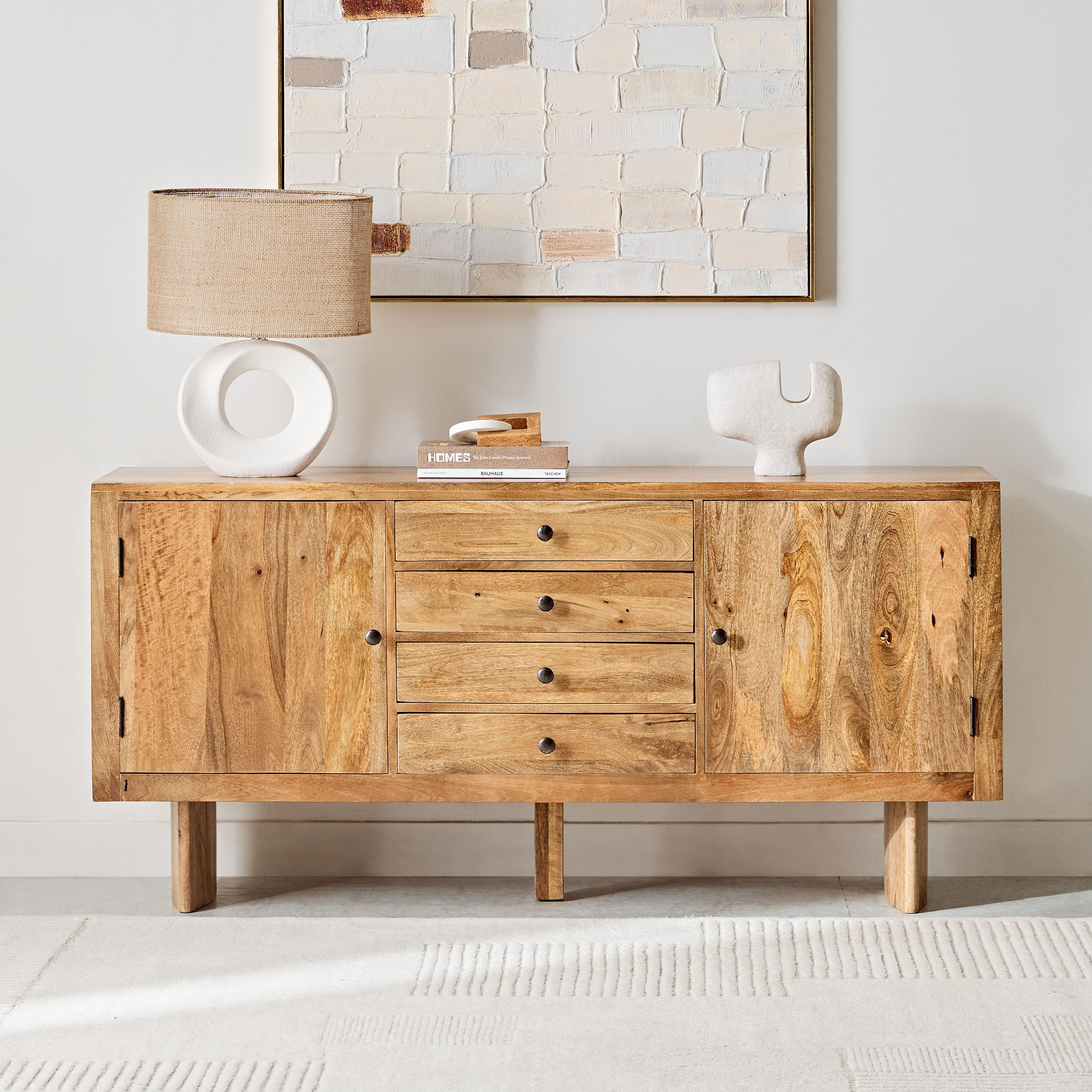 Cavon Clayton 4-Drawer Solid Wood Sideboard Buffet with 2 Doors-hbxfurniture-diningroom-buffetsandsideboards-image-2