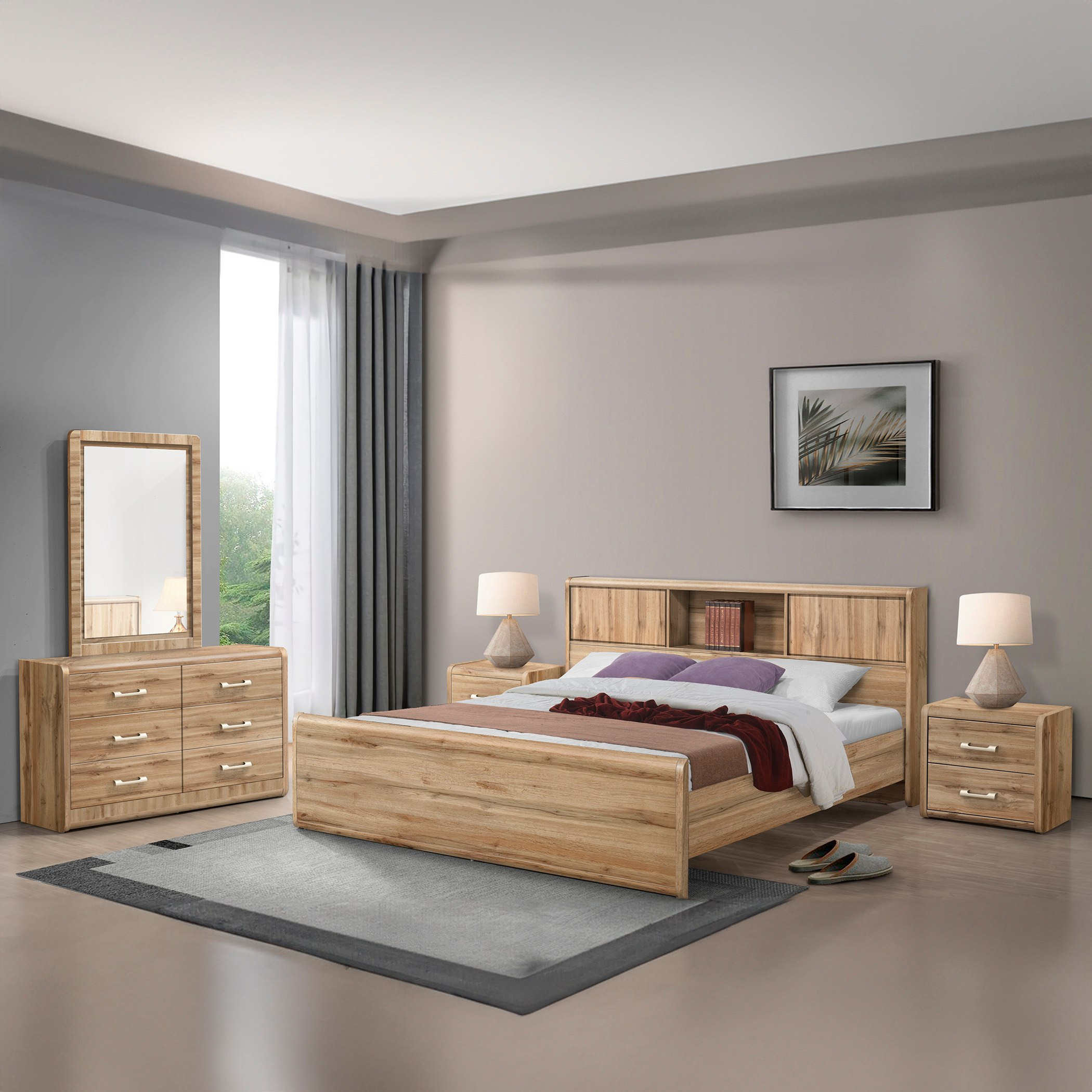 Movo Georgia 5-Piece King Bedroom Set - 180x200 cm-hbxbedroom-bedsandbedsets-bedroomsets-king-image-1